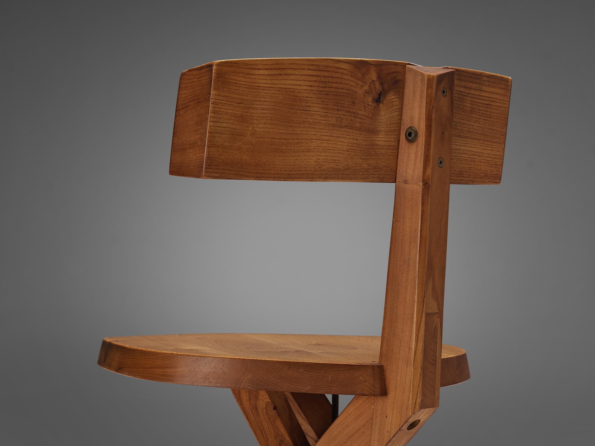 Mid-Century Modern Chaise sculpturale « S34 » de Pierre Chapo en orme massif