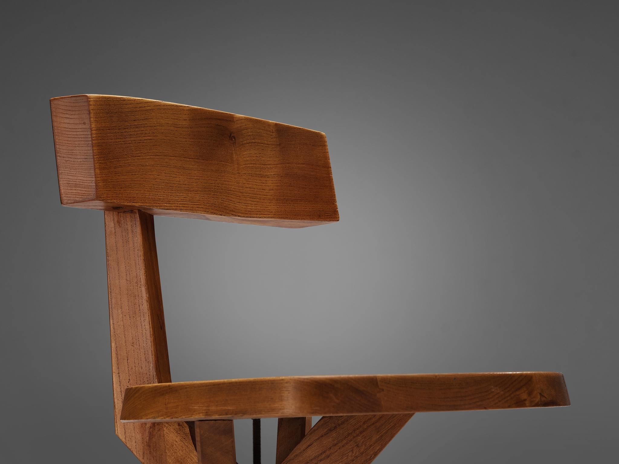 Early Pierre Chapo Sculptural Chair 'S34' in Solid Elm For Sale 3