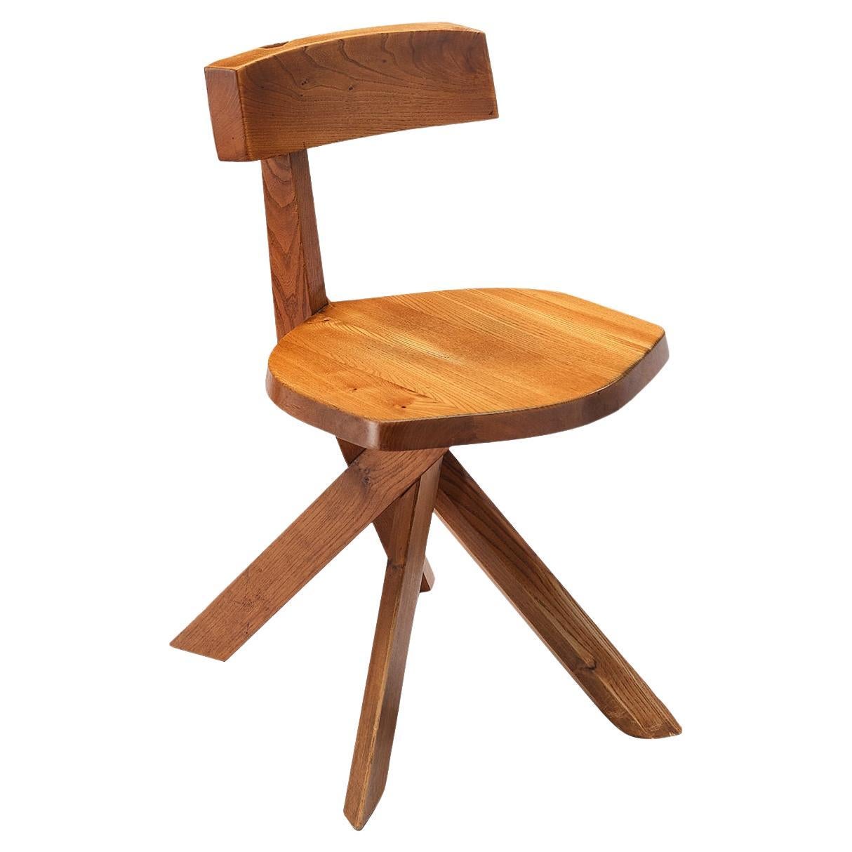 Early Pierre Chapo Sculptural Chair 'S34' in Solid Elm For Sale