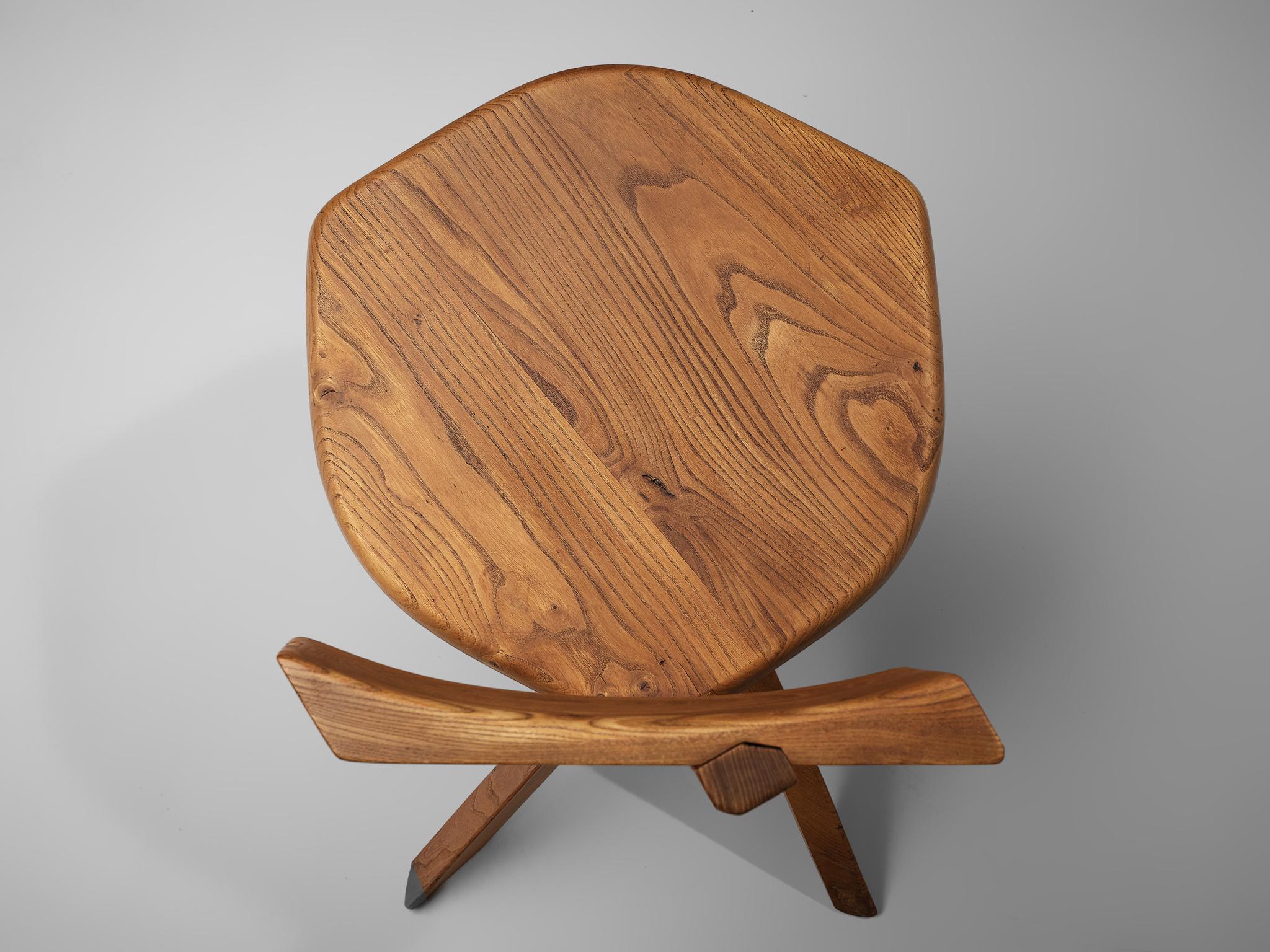 Pierre Chapo Sculptural Chairs Model 'S34' in Solid Elm 5