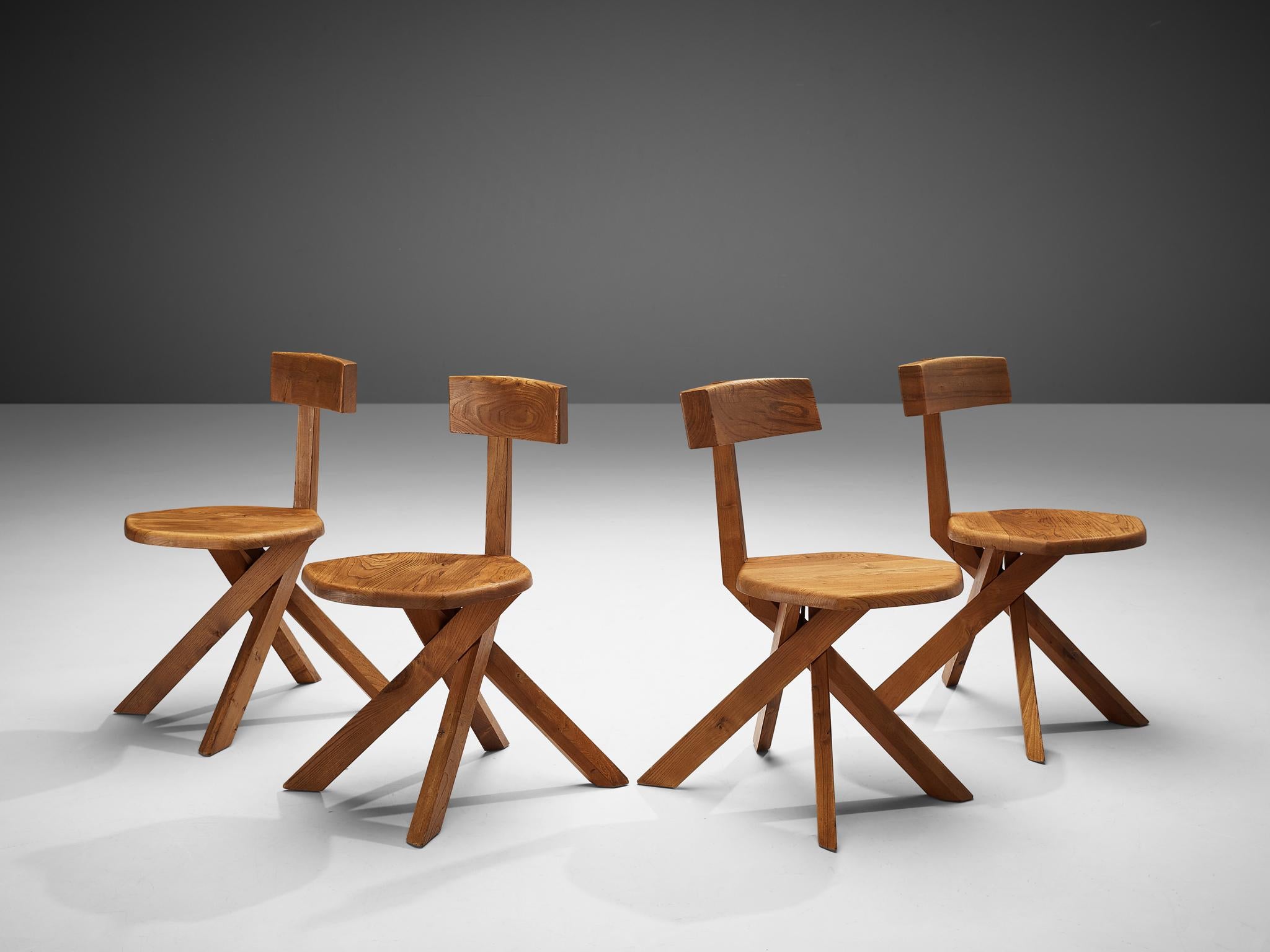 Pierre Chapo Sculptural Chairs Model 'S34' in Solid Elm 6