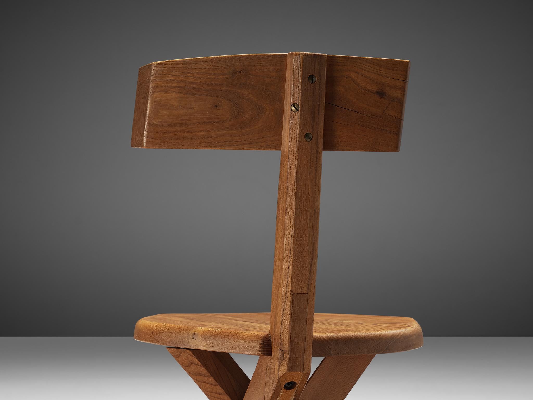 Mid-20th Century Pierre Chapo Sculptural Chairs Model 'S34' in Solid Elm