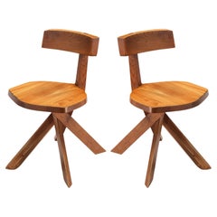 Pierre Chapo Sculptural Chairs 'S34' in Solid Elm