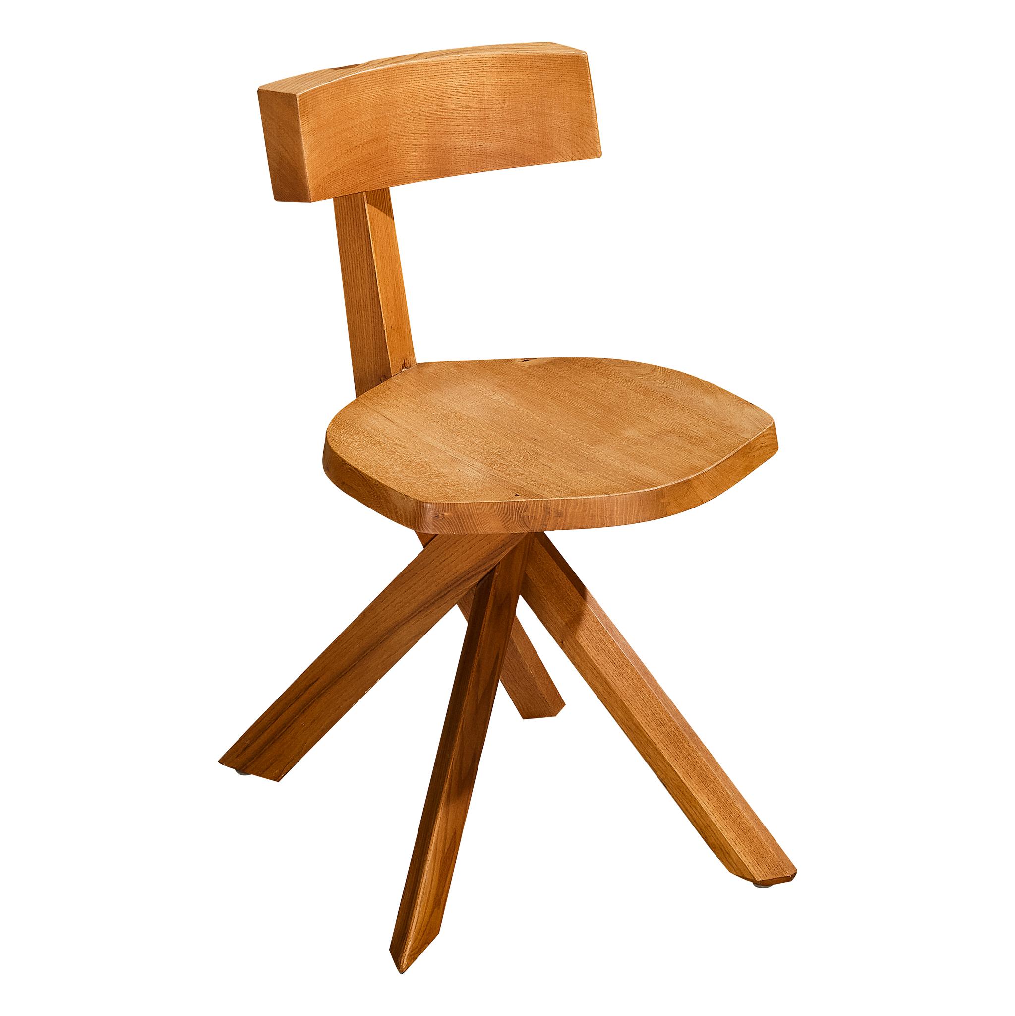 Pierre Chapo Sculptural 'S34' Chair in Elm