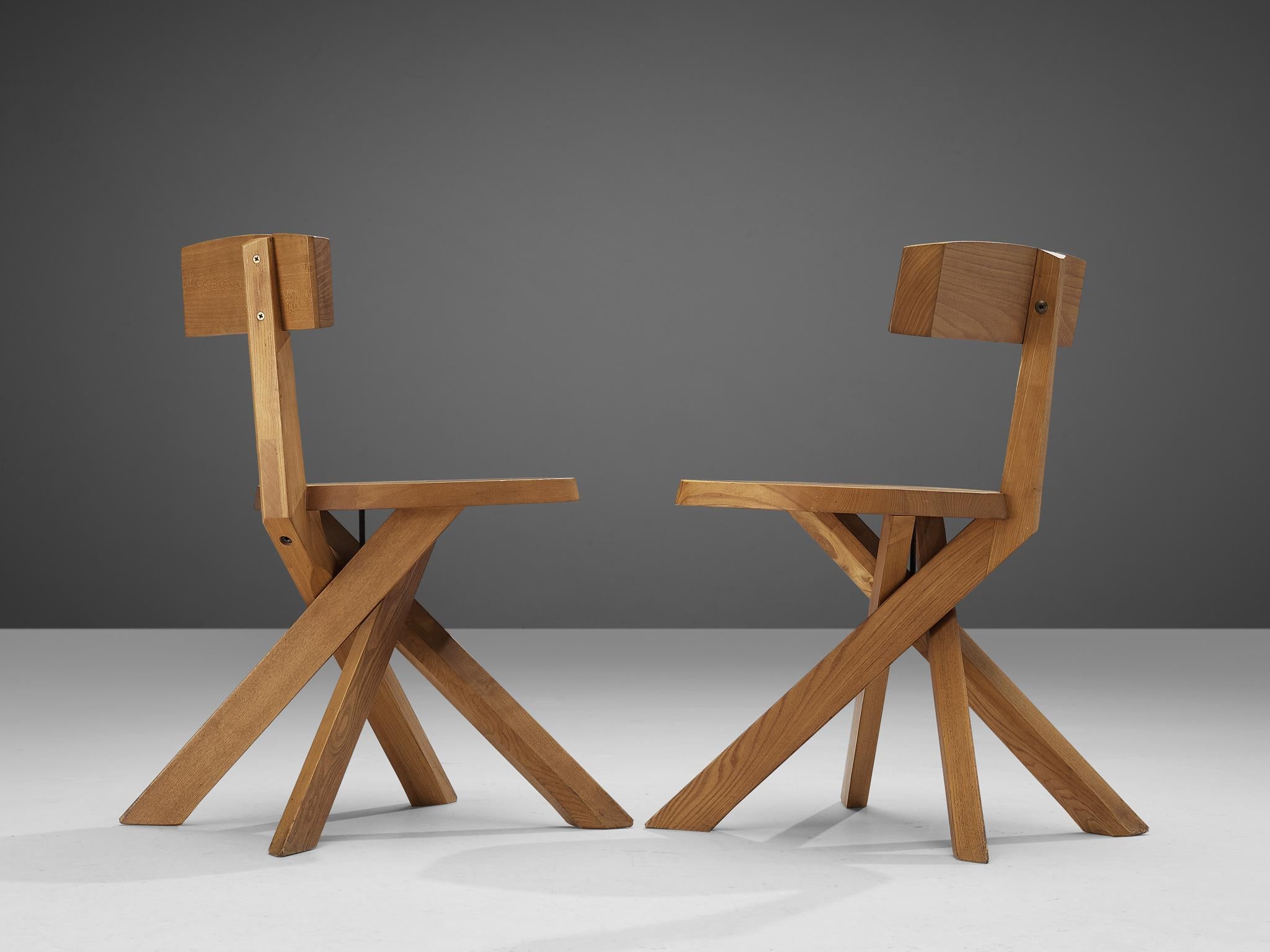 Pierre Chapo Sculptural 'S34' Chairs in Solid Elm  For Sale 7