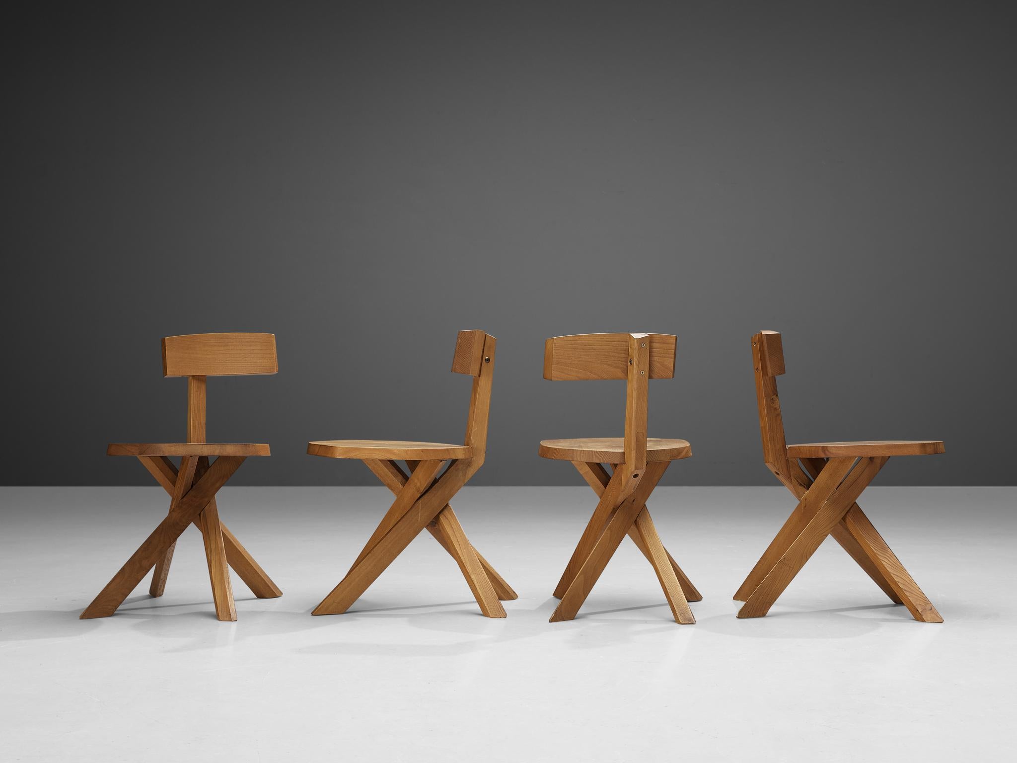 Pierre Chapo Sculptural 'S34' Chairs in Solid Elm  For Sale 3