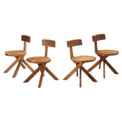 Pierre Chapo Sculptural 'S34' Chairs in Solid Elm 