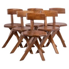 Used Pierre Chapo. Series of 6 model S34 chairs. 1960s.