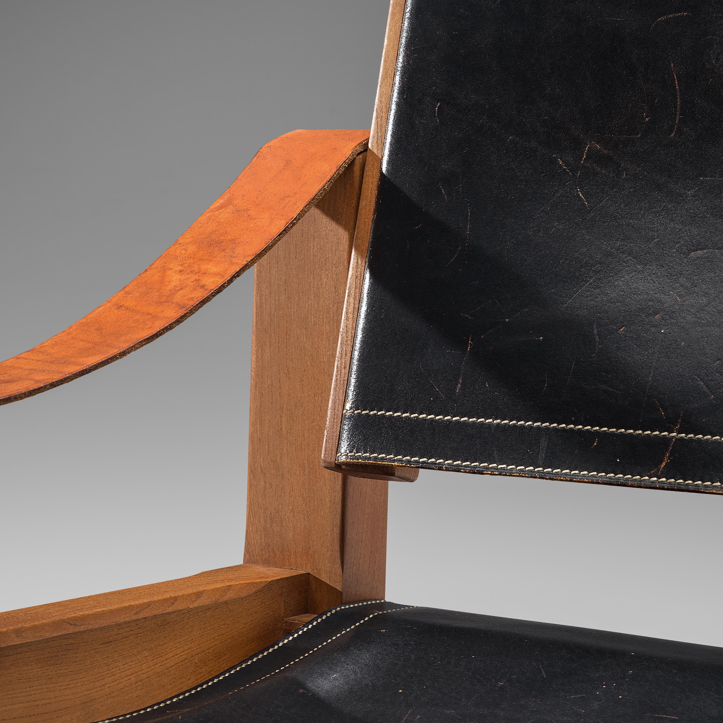 Mid-Century Modern Pierre Chapo paire de fauteuils de salon 'S10X' en cuir noir patiné en vente