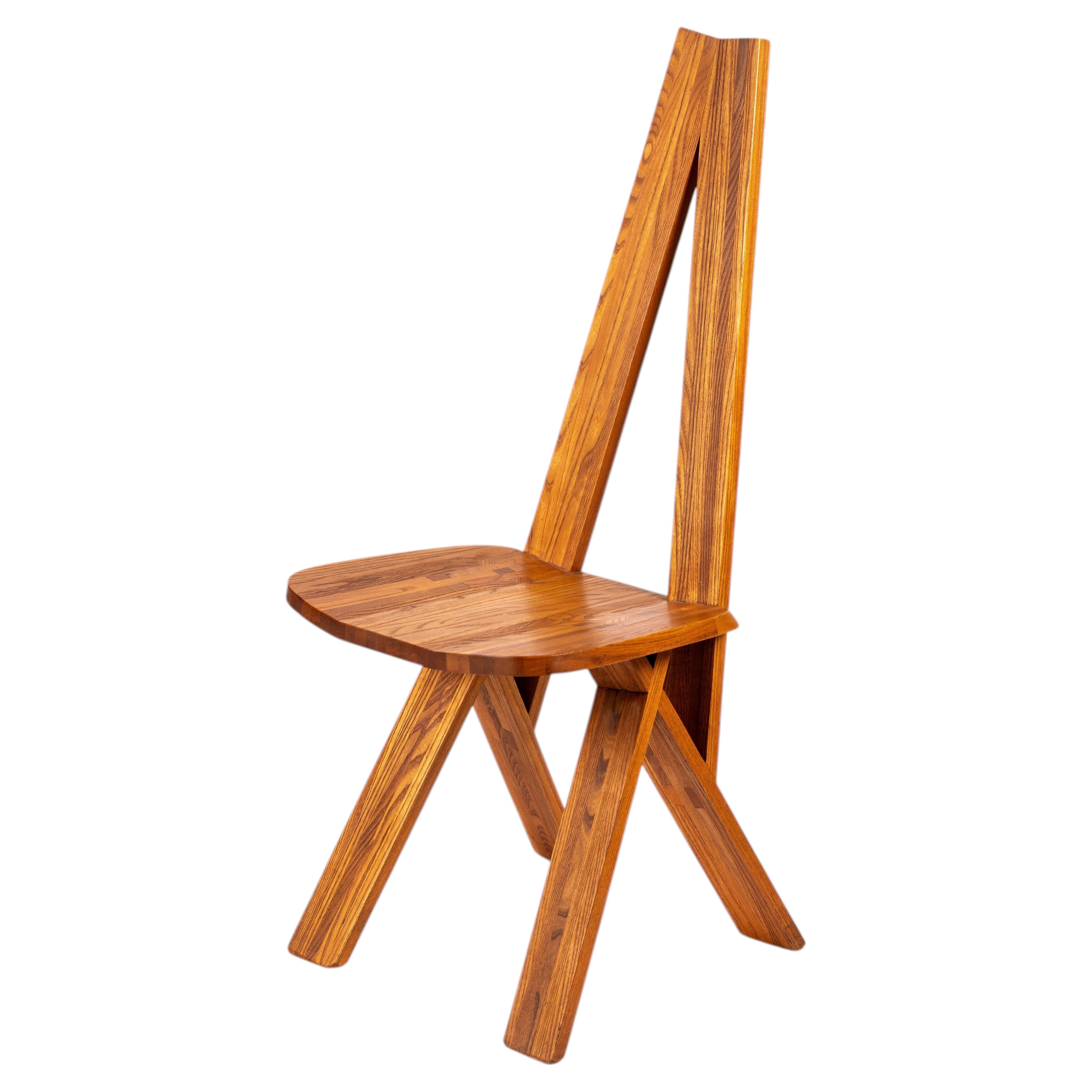 Pierre Chapo Set of 8 Dining Chairs Model S45 “Chlacc", Solid French Elm, 1980s