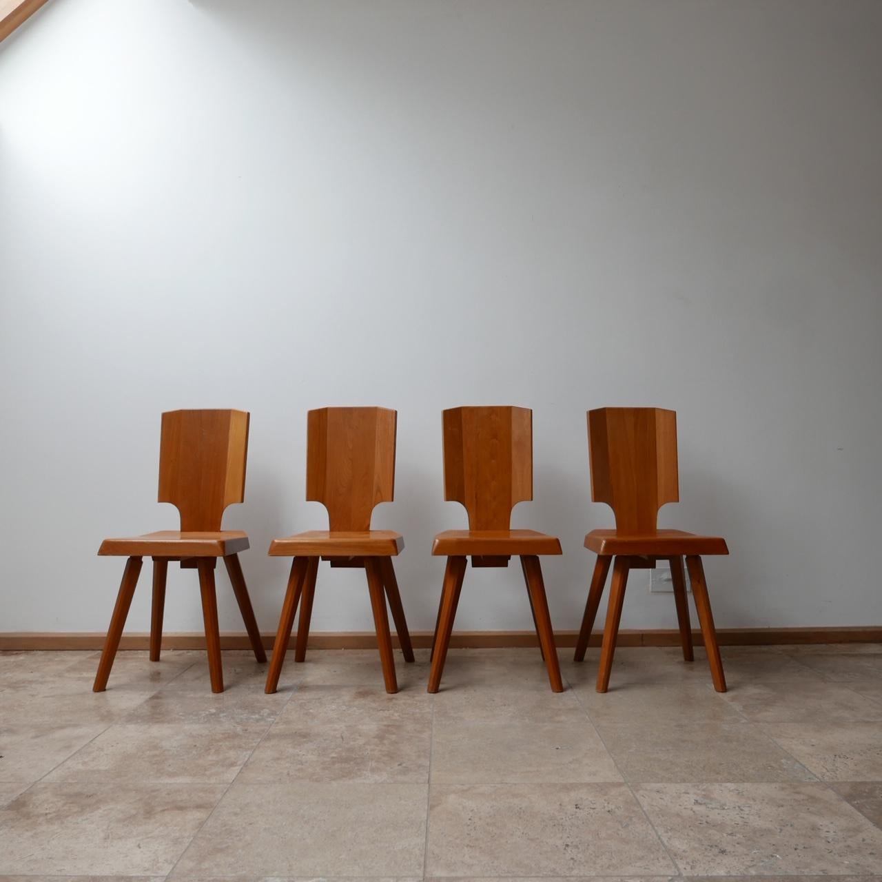 Mid-Century Modern Pierre Chapo Set of Four S28 Elm Midcentury French Dining Chairs '4-6'