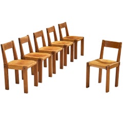 Pierre Chapo Set of Six 'S24' Dining Chairs in Cognac Leather