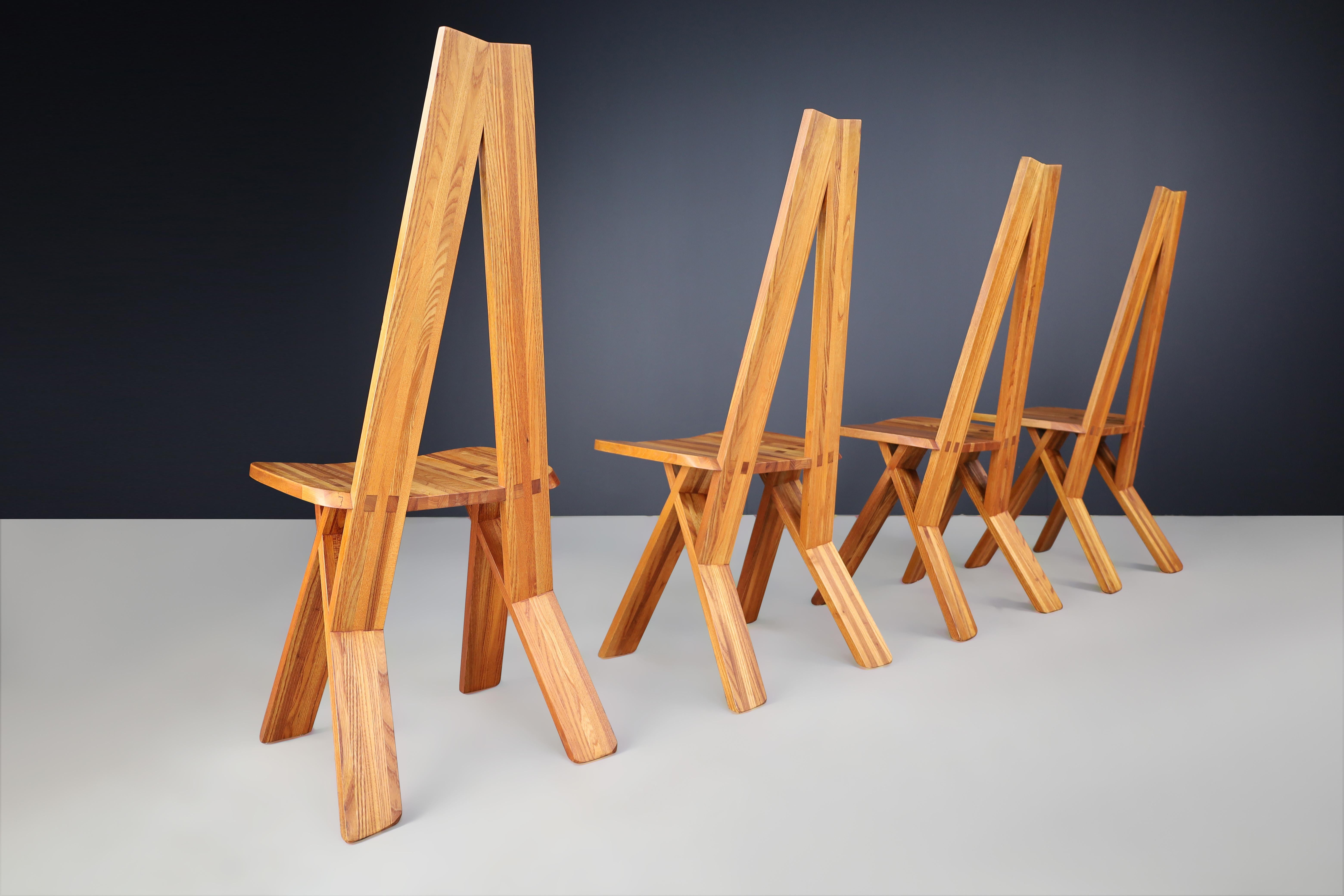 Pierre Chapo Set of Six 'S45'Dining room Chairs in Elm, France 1970s   For Sale 2