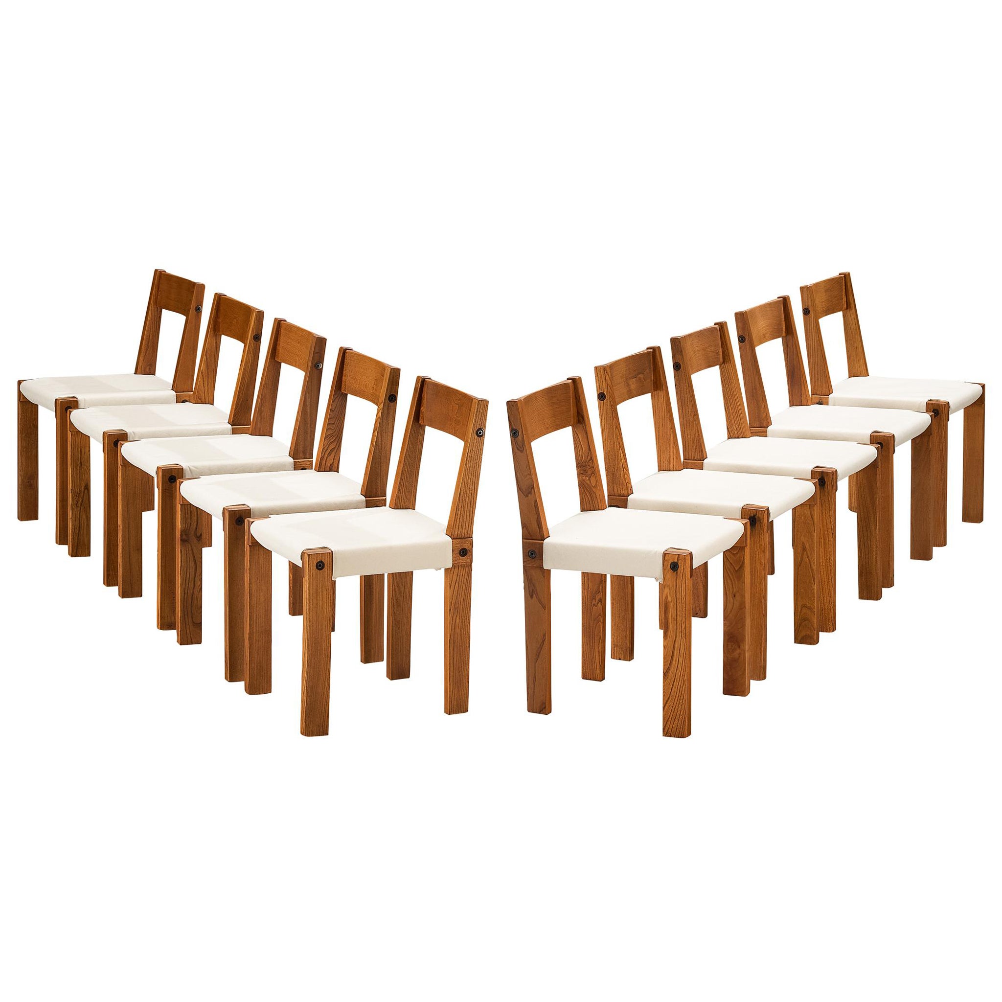 Pierre Chapo Set of Ten
S24
Dining Chairs in Elm and Canvas