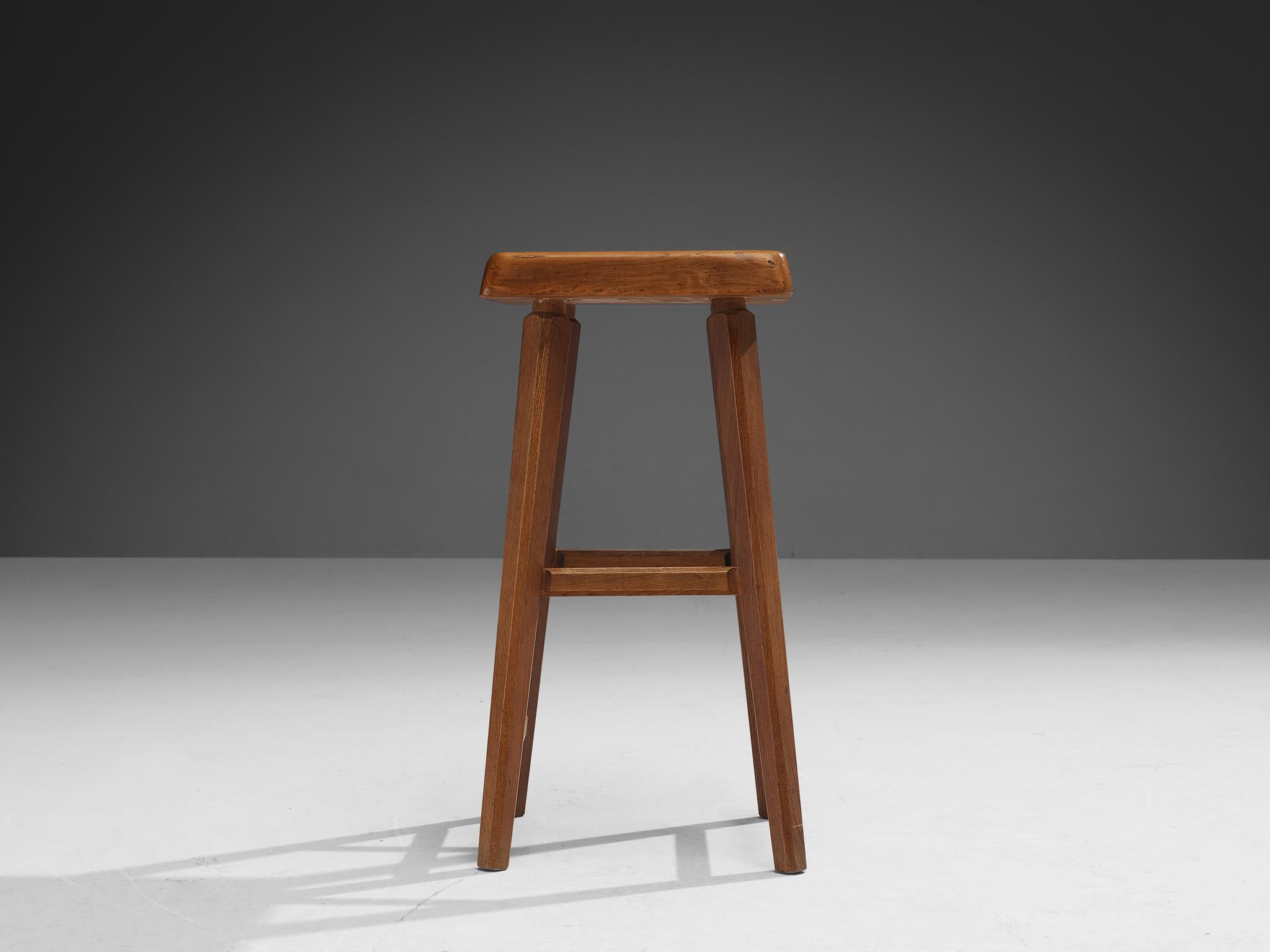 Pierre Chapo Set of Three 'S01R' Stools in Solid Elm 1