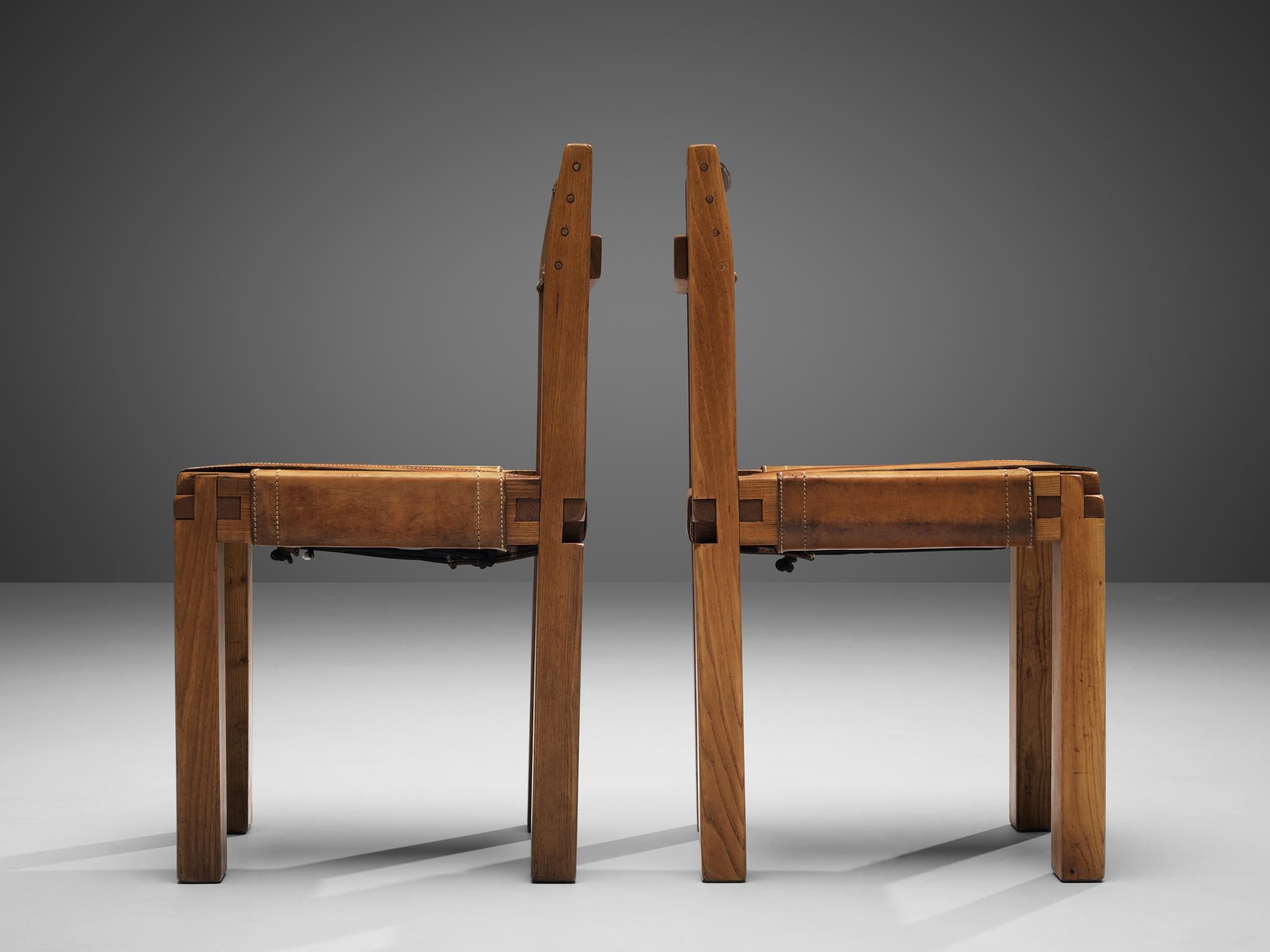 Pierre Chapo Set of Twelve 'S11' Chairs in Cognac Leather 7