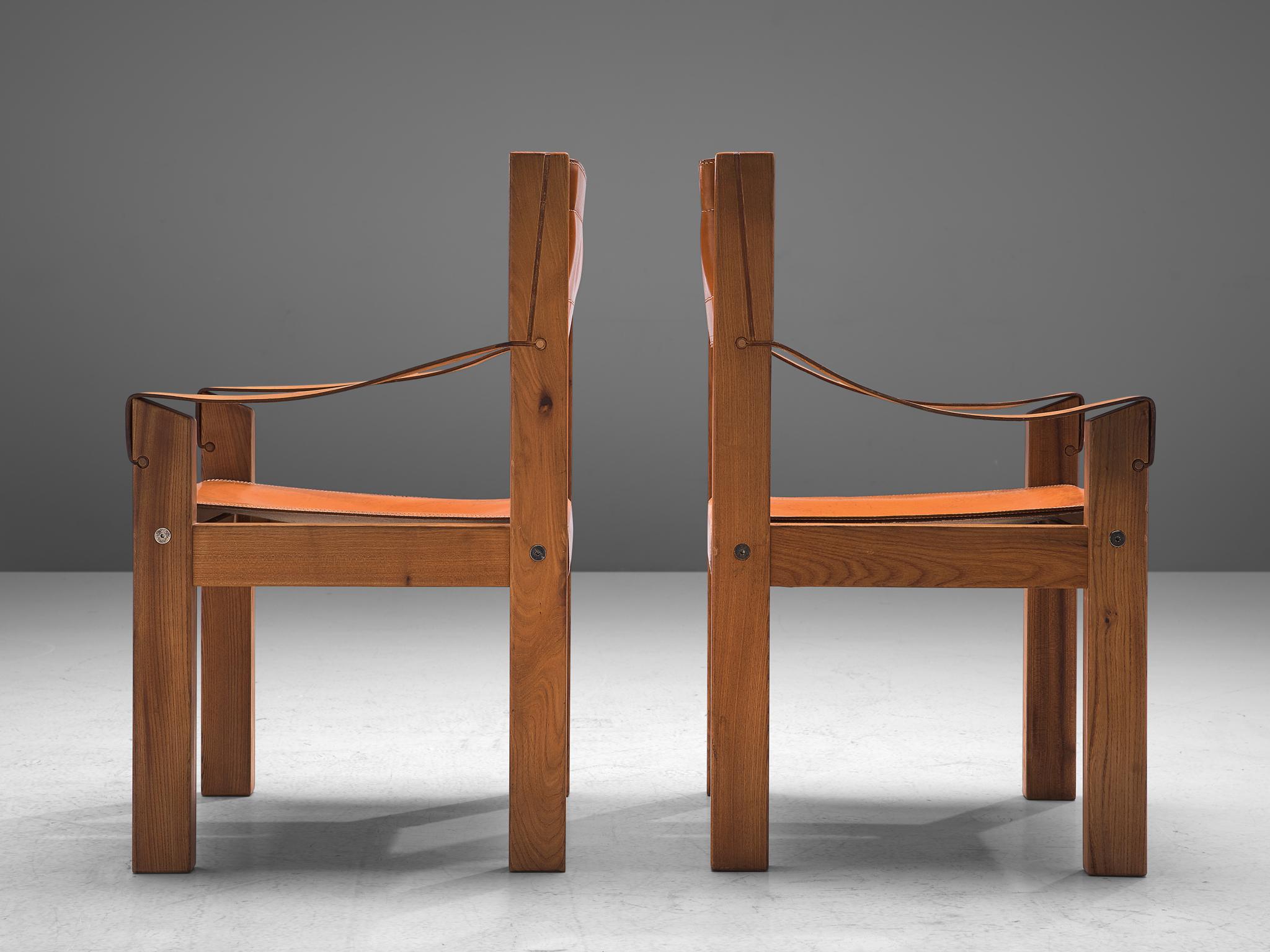 Pierre Chapo Set of Twelve S371 Chairs in Cognac Leather 6