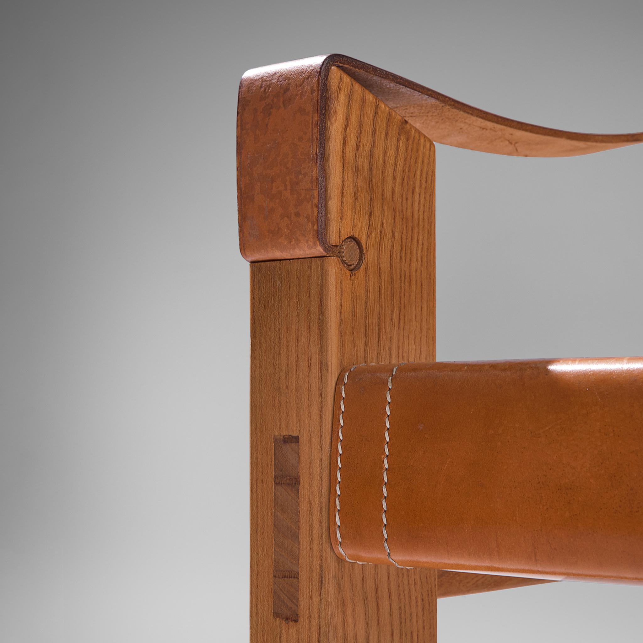Pierre Chapo Set of Twelve S371 Chairs in Cognac Leather 8