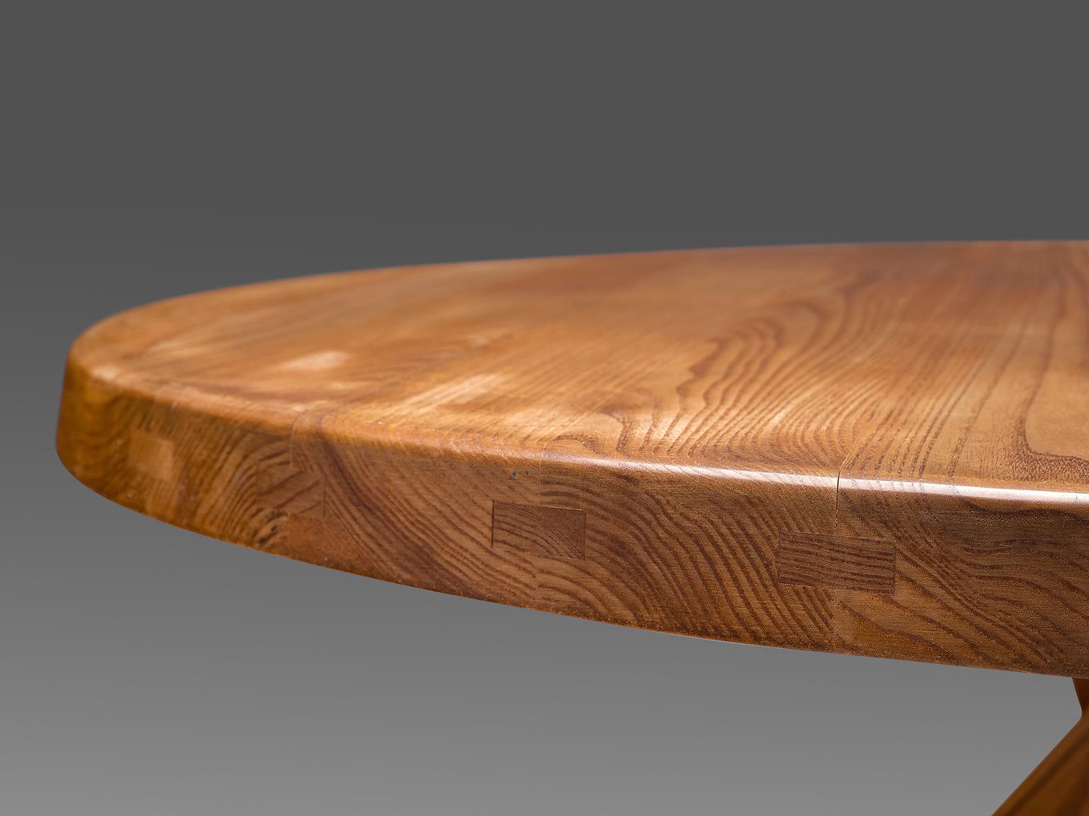 Late 20th Century Pierre Chapo 'Sfax' Round Dining Table in Solid Elm