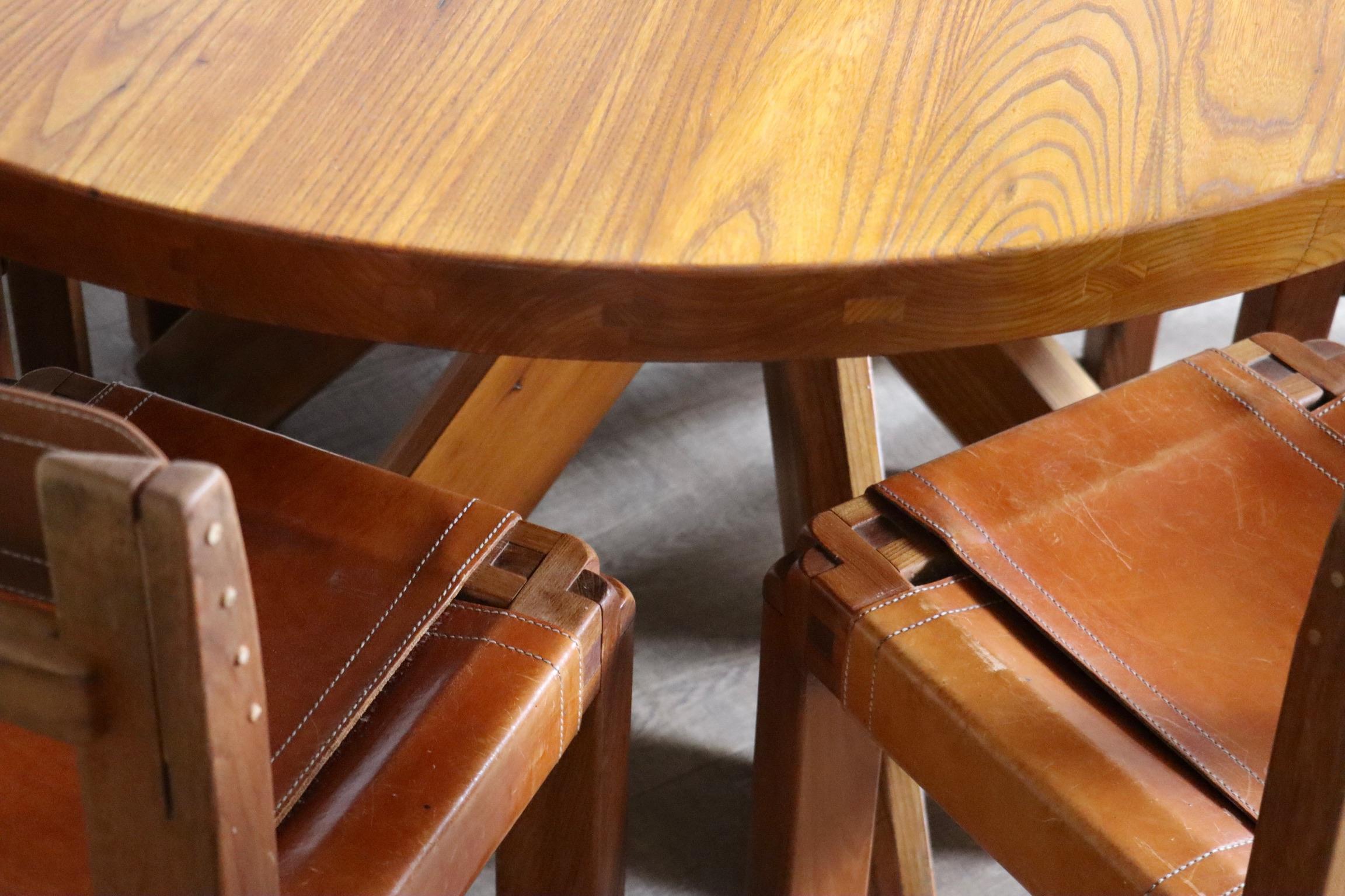 Pierre Chapo Sfax T21D Dining table in solid Elm, France 1970s For Sale 8