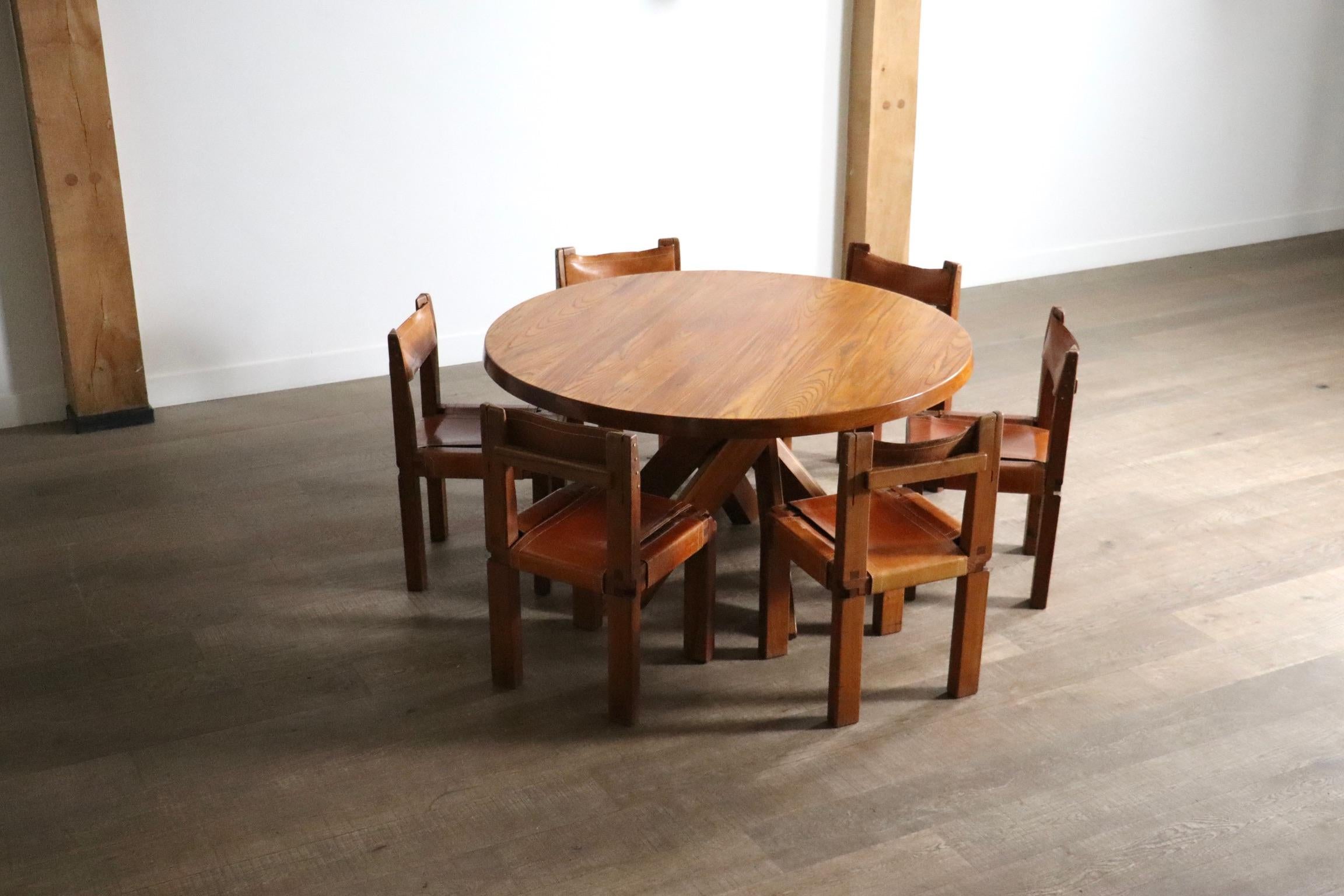 Pierre Chapo Sfax T21D Dining table in solid Elm, France 1970s For Sale 9