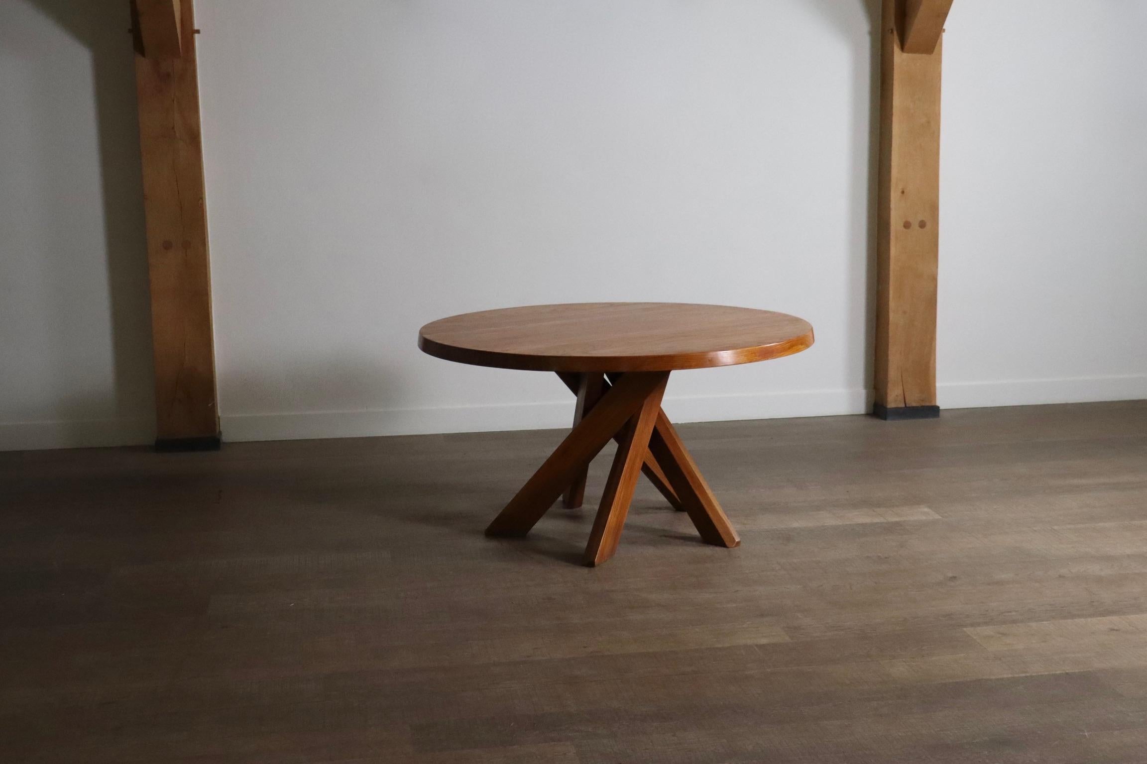 Late 20th Century Pierre Chapo Sfax T21D Dining table in solid Elm, France 1970s For Sale