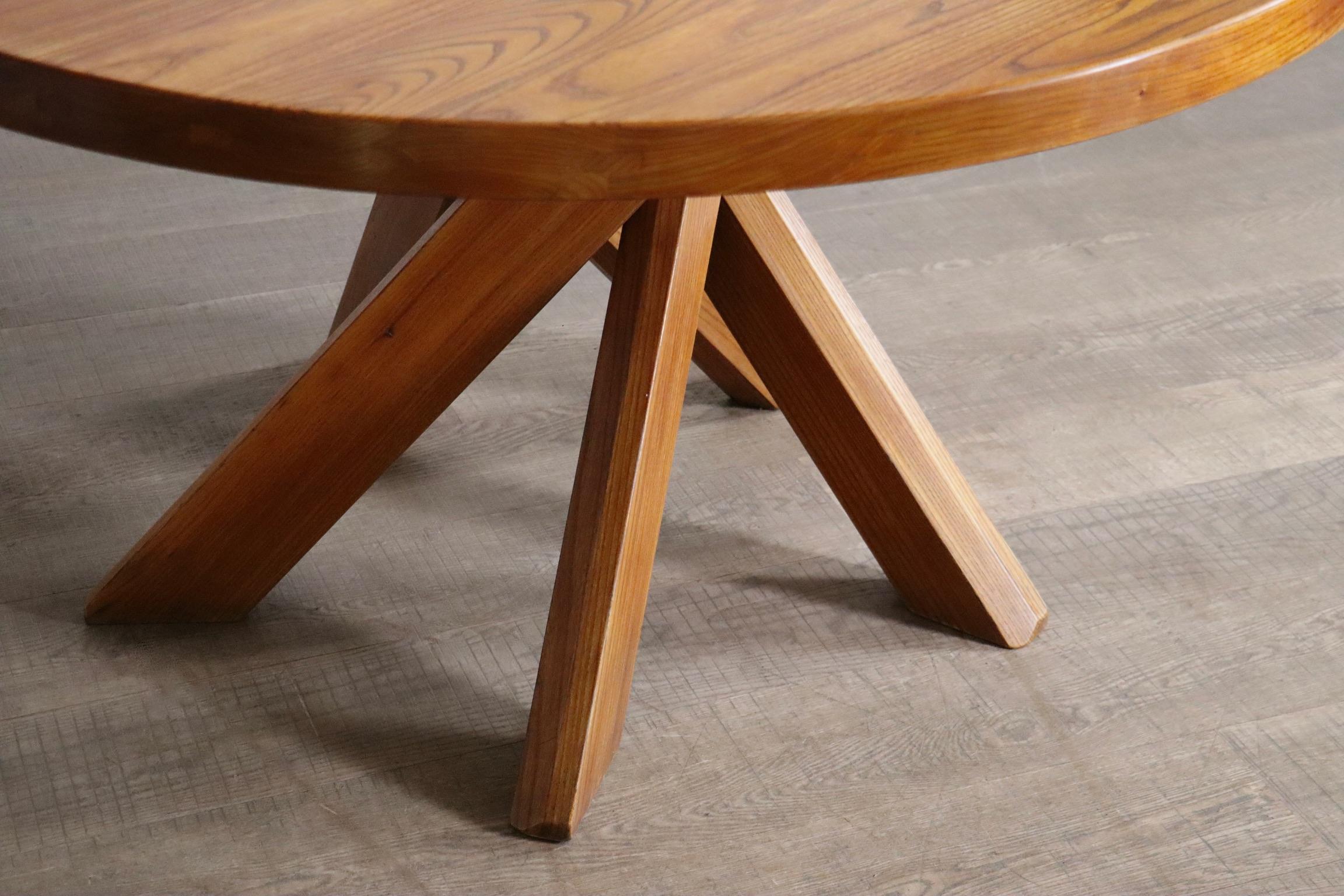 Pierre Chapo Sfax T21D Dining table in solid Elm, France 1970s For Sale 1