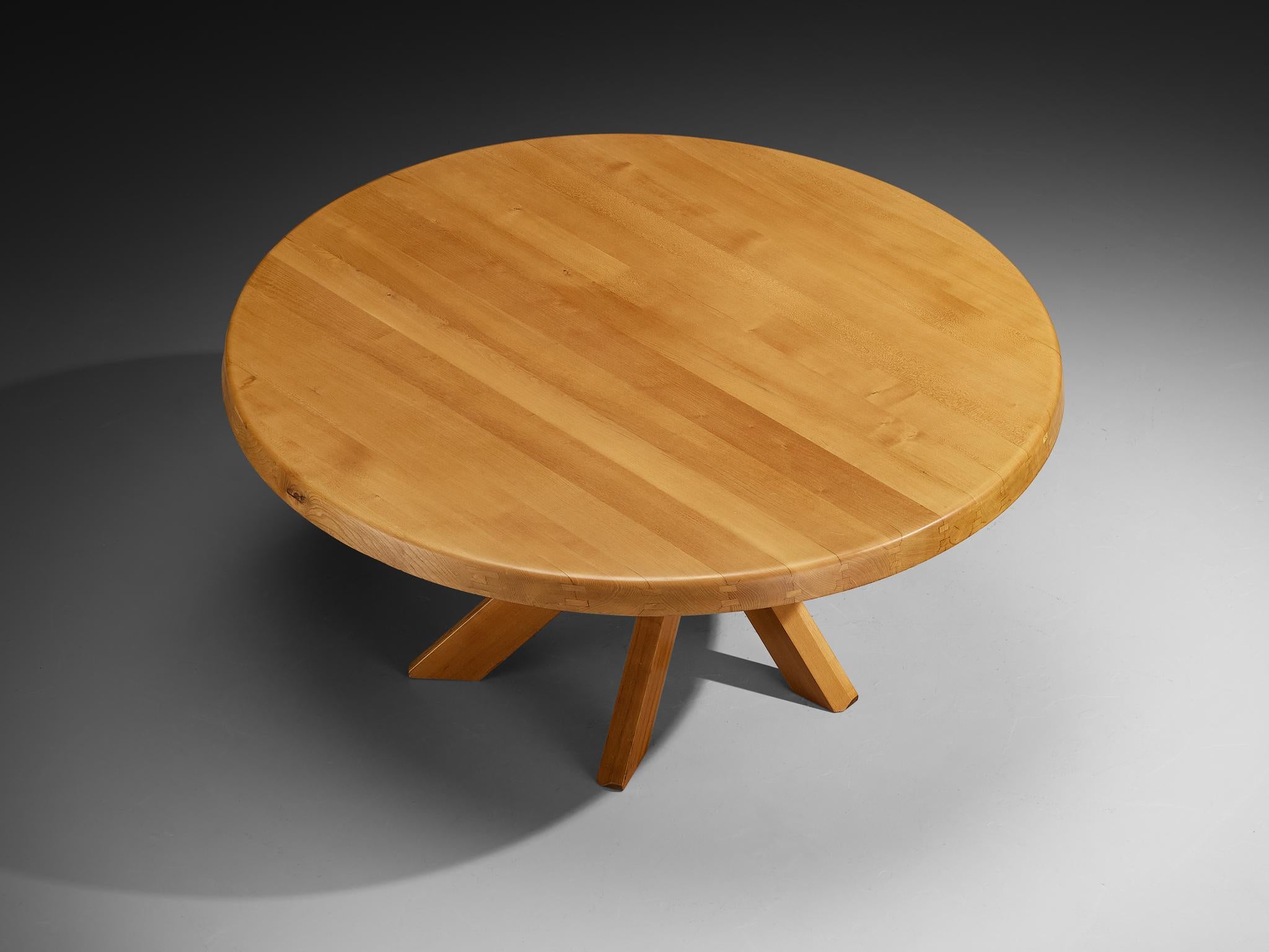 Français Pierre Chapo 'Sfax' T21E Table de salle à manger en orme massif 160cm/62.99in. en vente