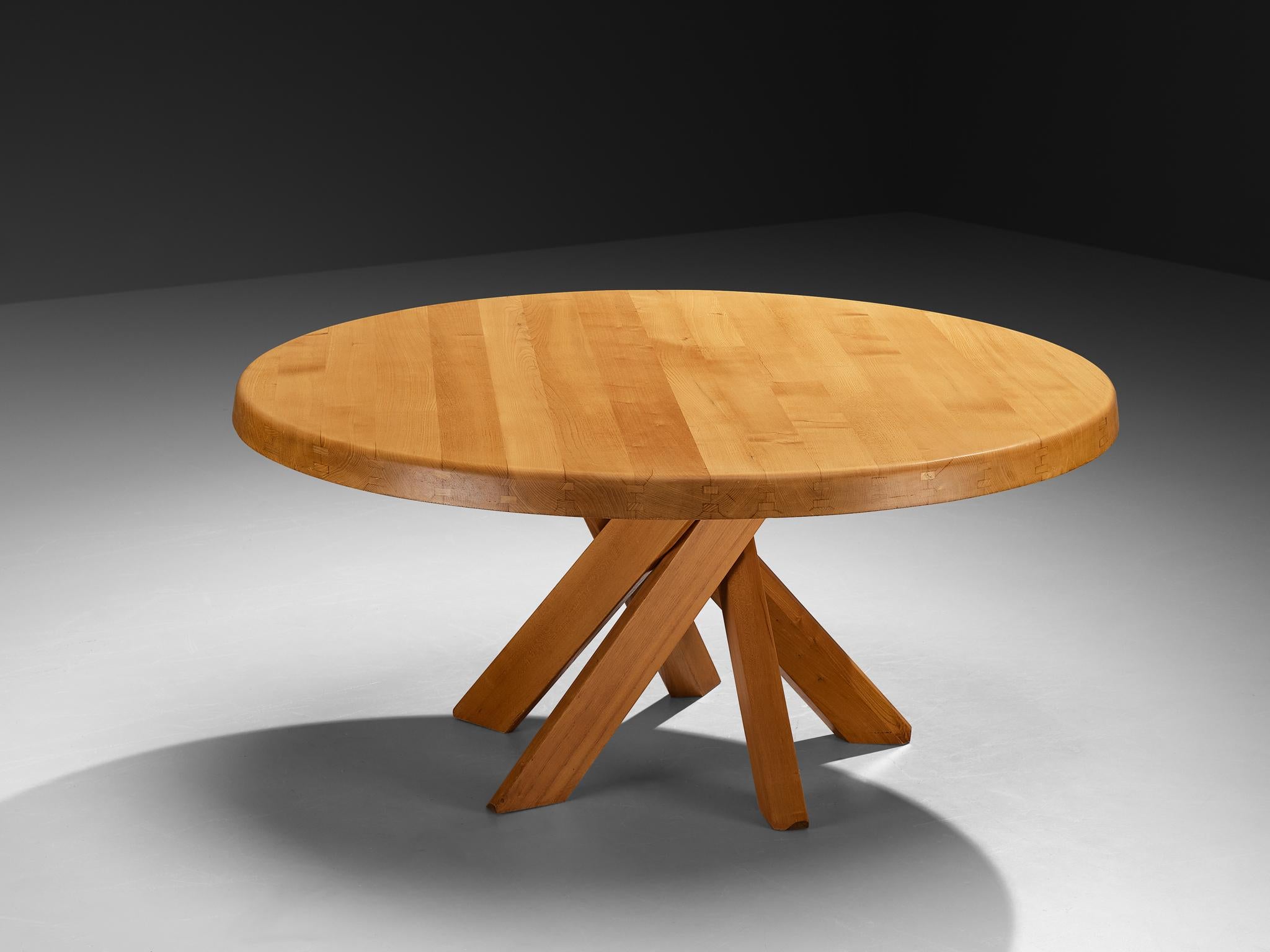 Fin du 20e siècle Pierre Chapo 'Sfax' T21E Table de salle à manger en orme massif 160cm/62.99in. en vente