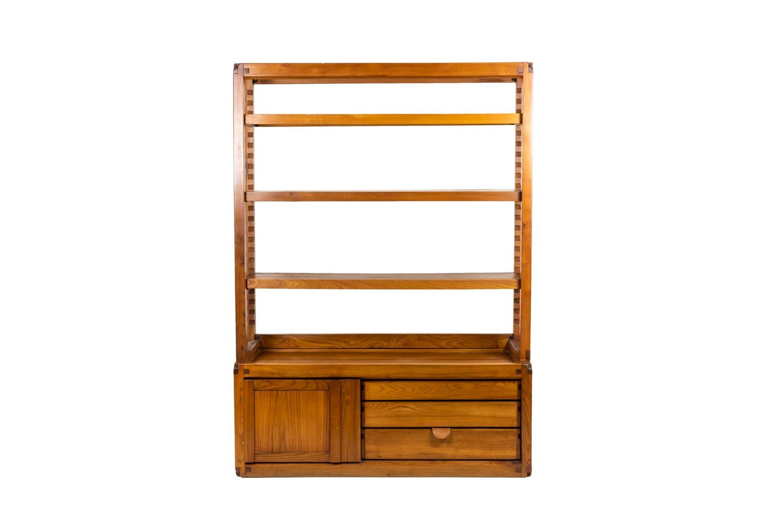Pierre Chapo, Shelves Cabinet in Natural Elm, 1976 In Good Condition In Saint-Ouen, FR