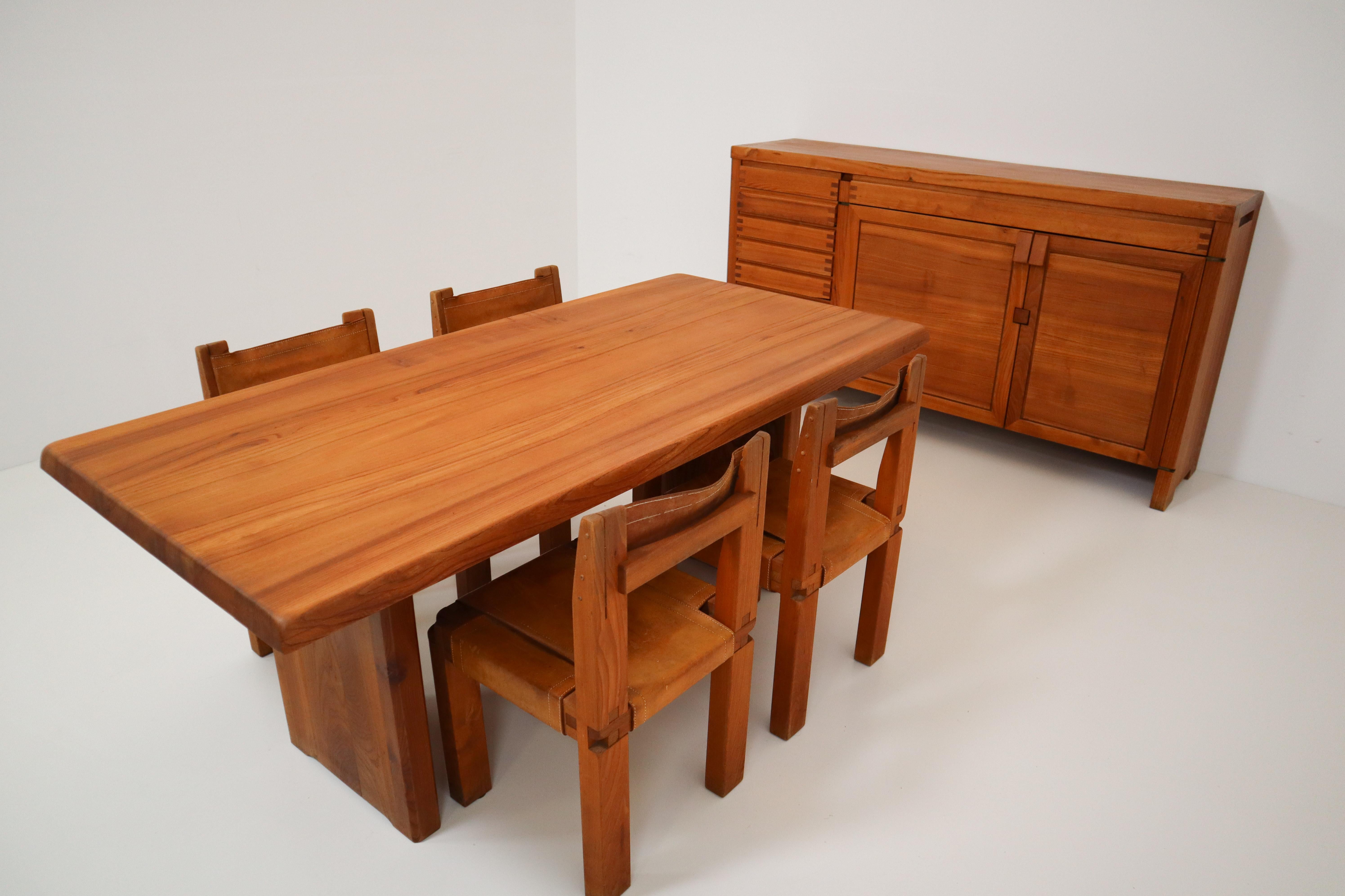 Pierre Chapo Sideboard Made of Elm Model R13, France, 1960s 4