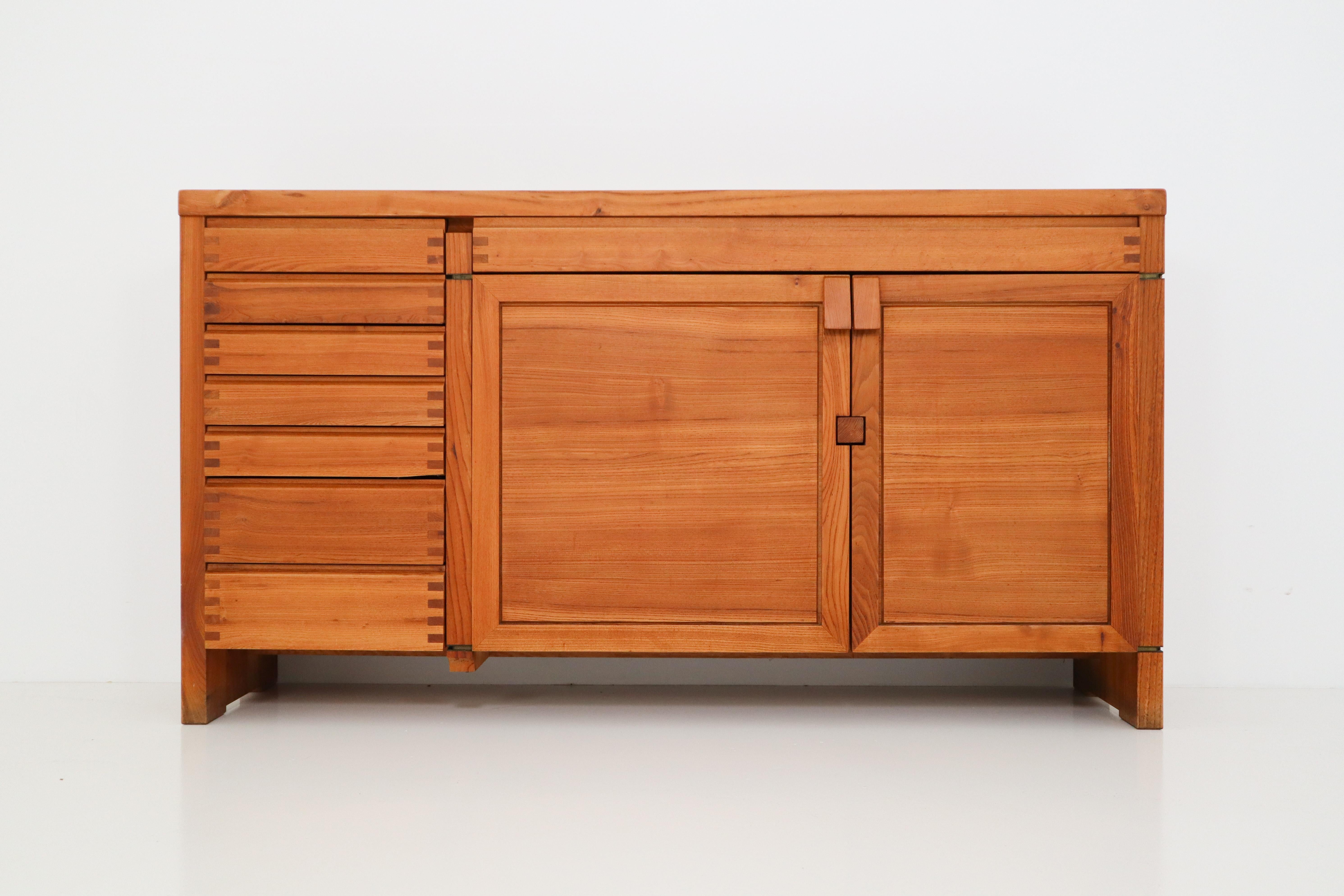 French Pierre Chapo Sideboard Made of Elm Model R13, France, 1960s