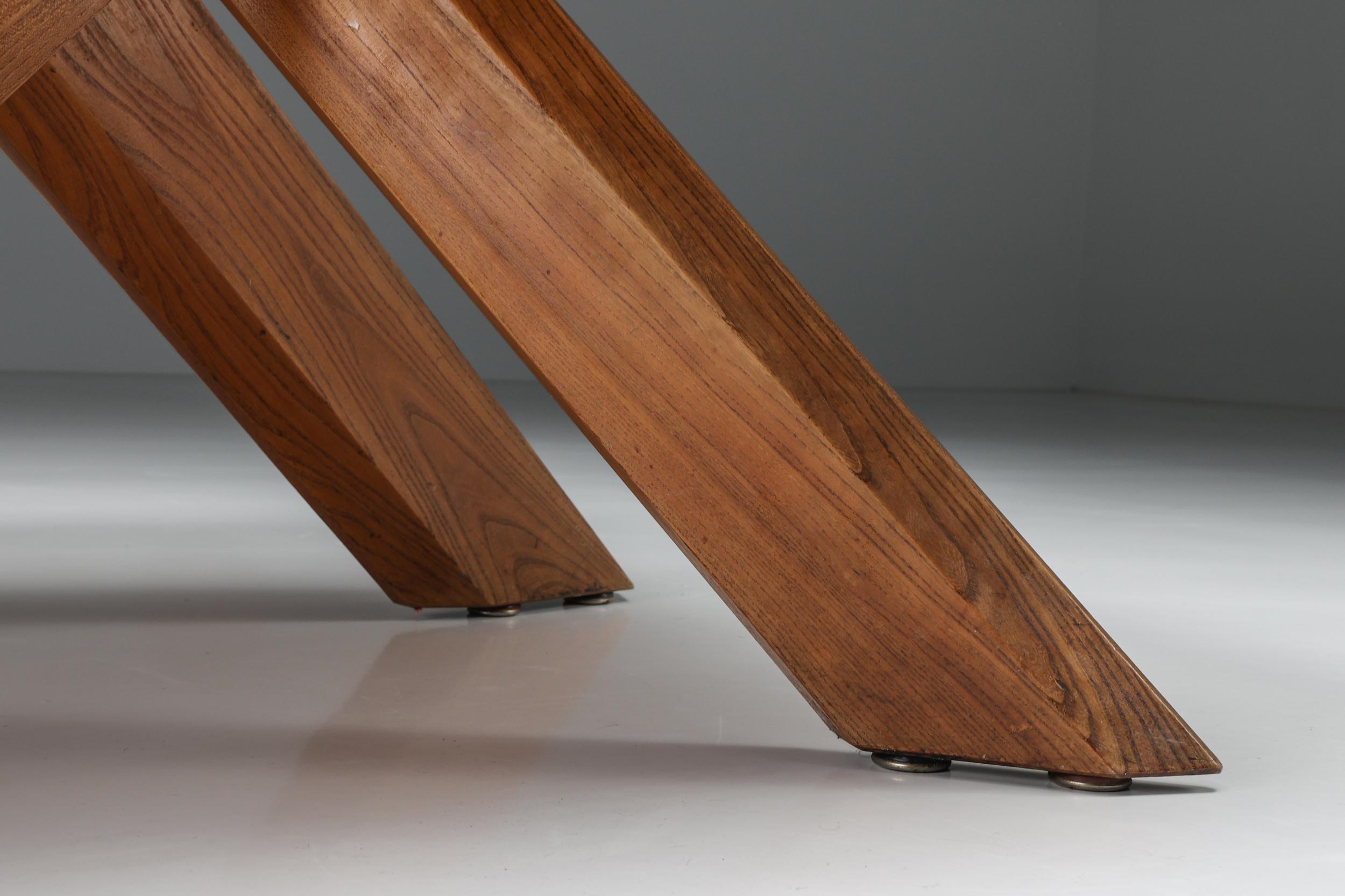 Mid-20th Century Pierre Chapo Solid Elm Dining Table Model 'T35b', Craftsmanship, France, 1960's For Sale