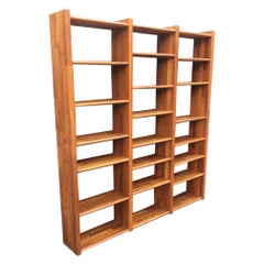 Pierre Chapo Solid Elm Modular Freestanding Shelving System, France, ca. 1960s
