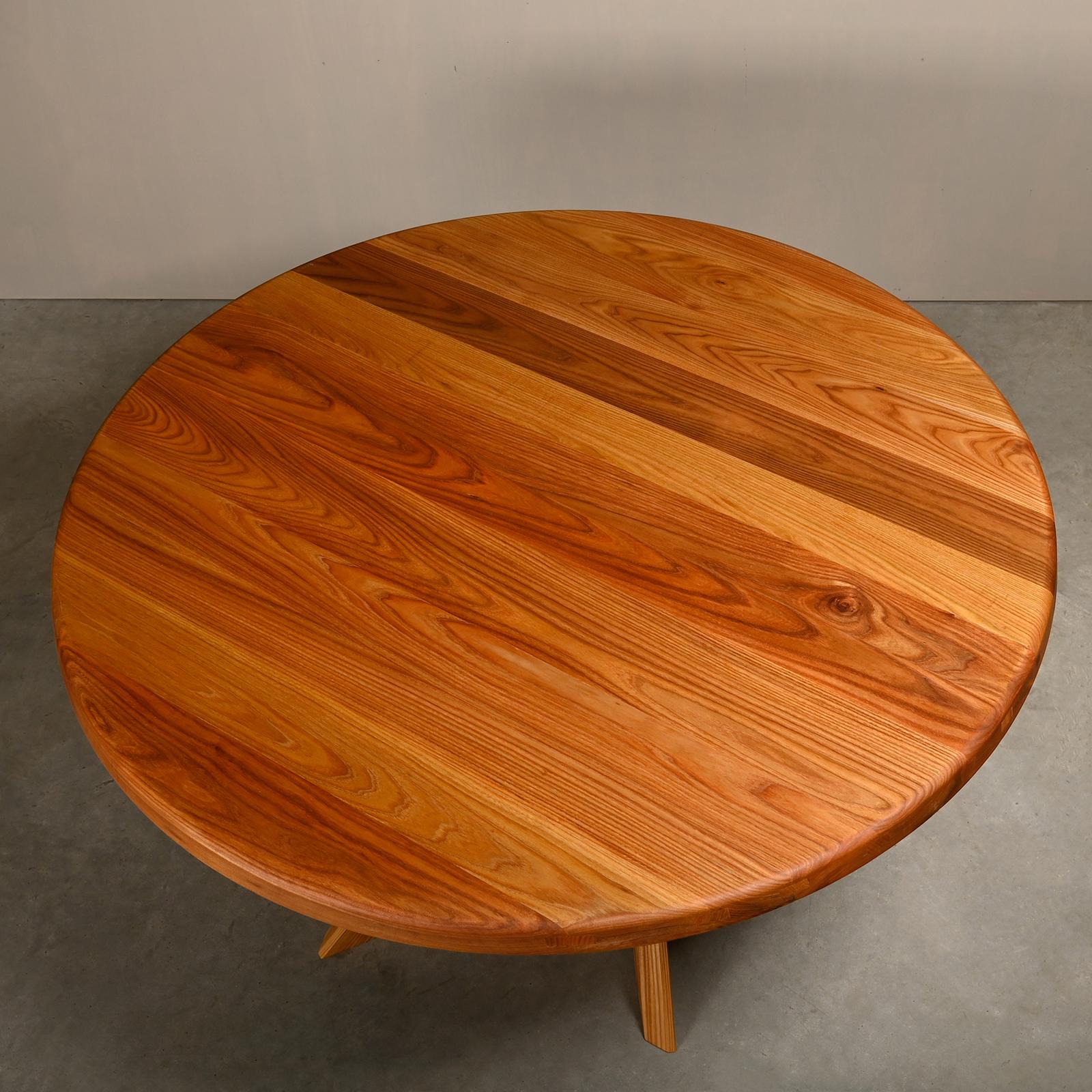 French Pierre Chapo Solid Elm T21 'Model D' Table, France For Sale