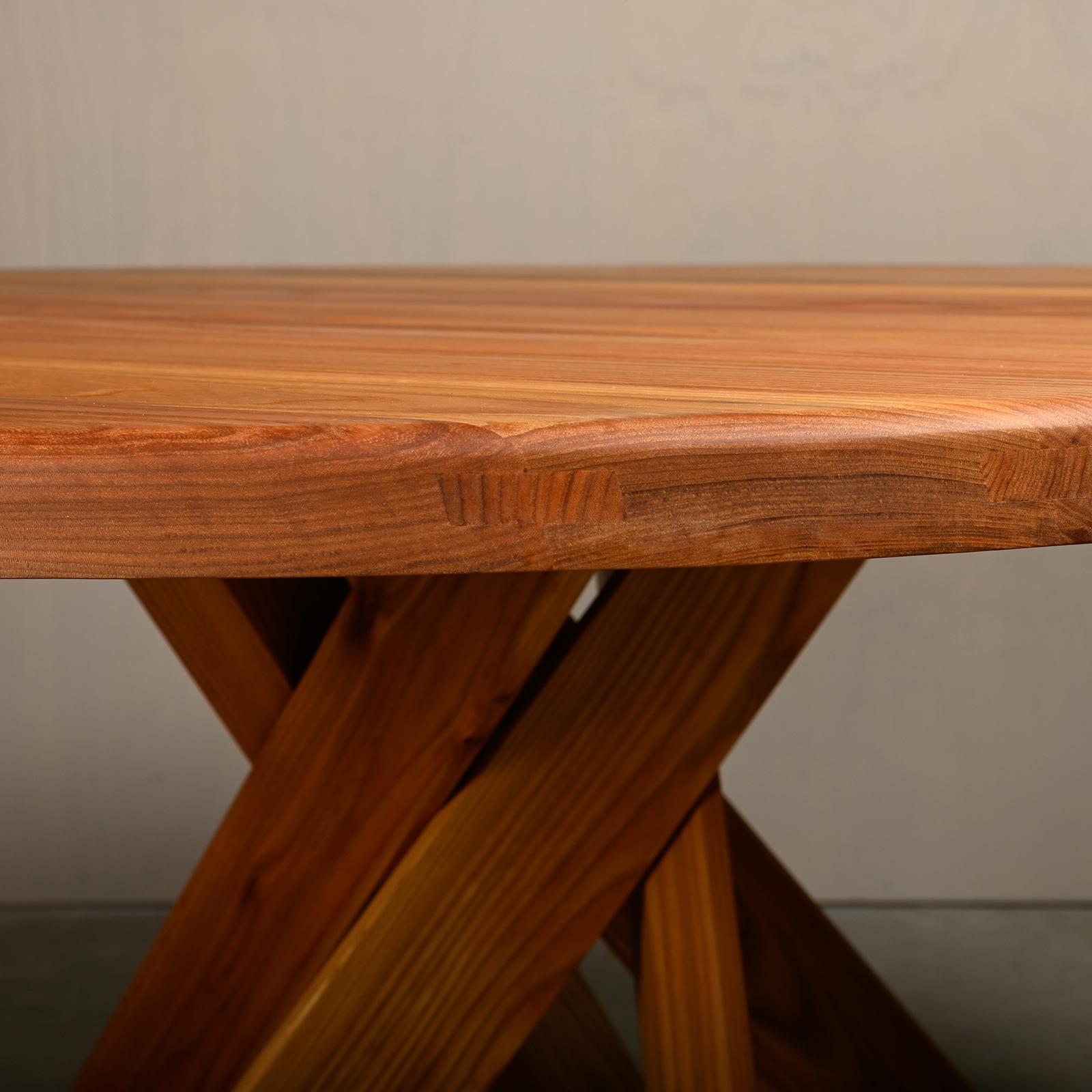 Pierre Chapo Solid Elm T21 'Model D' Table, France In Excellent Condition For Sale In Amsterdam, NL
