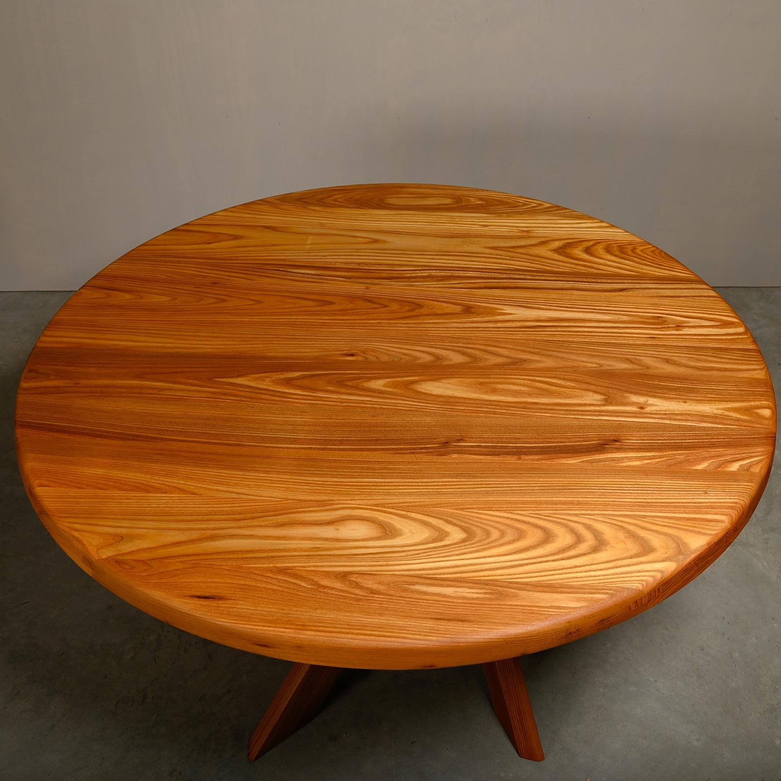 Hand-Crafted Pierre Chapo Solid Elm T21 'Model D' Table by Chapo Création, France