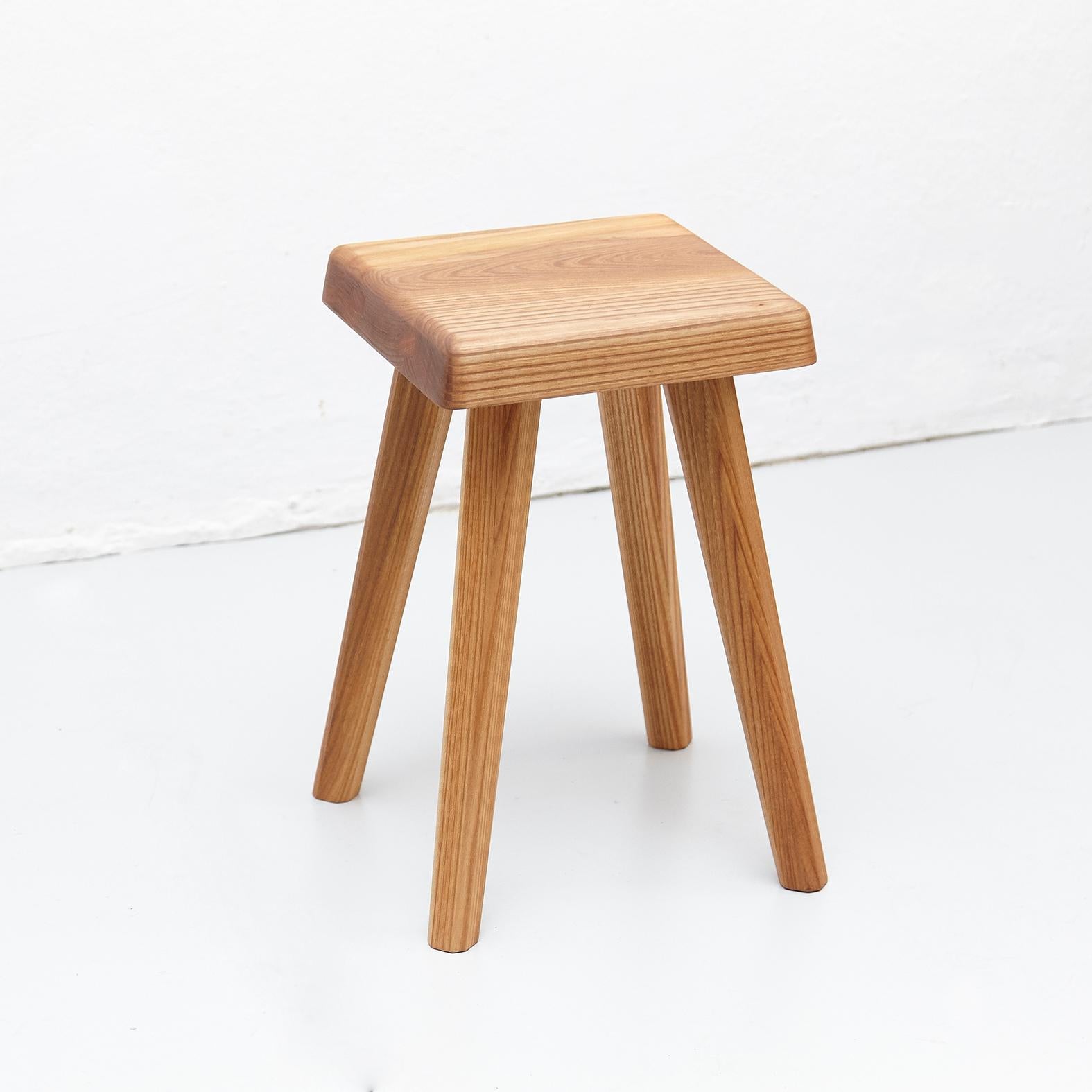 Pierre Chapo Solid Elmwood French Stool In Good Condition In Barcelona, Barcelona