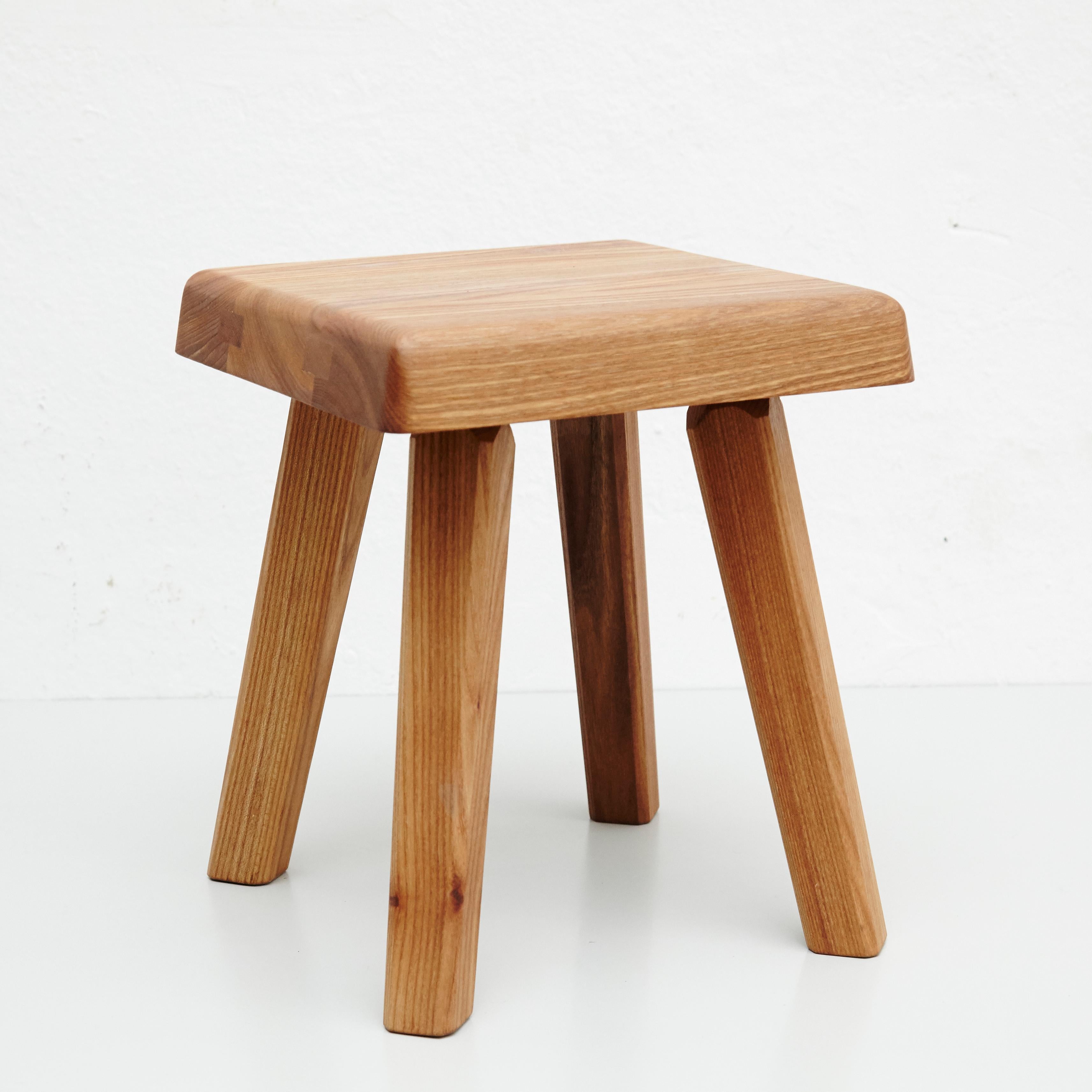 Stool designed by Pierre Chapo in 1960s.
 Manufactured by Creation Chapo in France in 2019.

Solid elmwood.

In good original condition, with minor wear consistent with age and use, preserving a beautiful patina.

Pierre Chapo is born in a