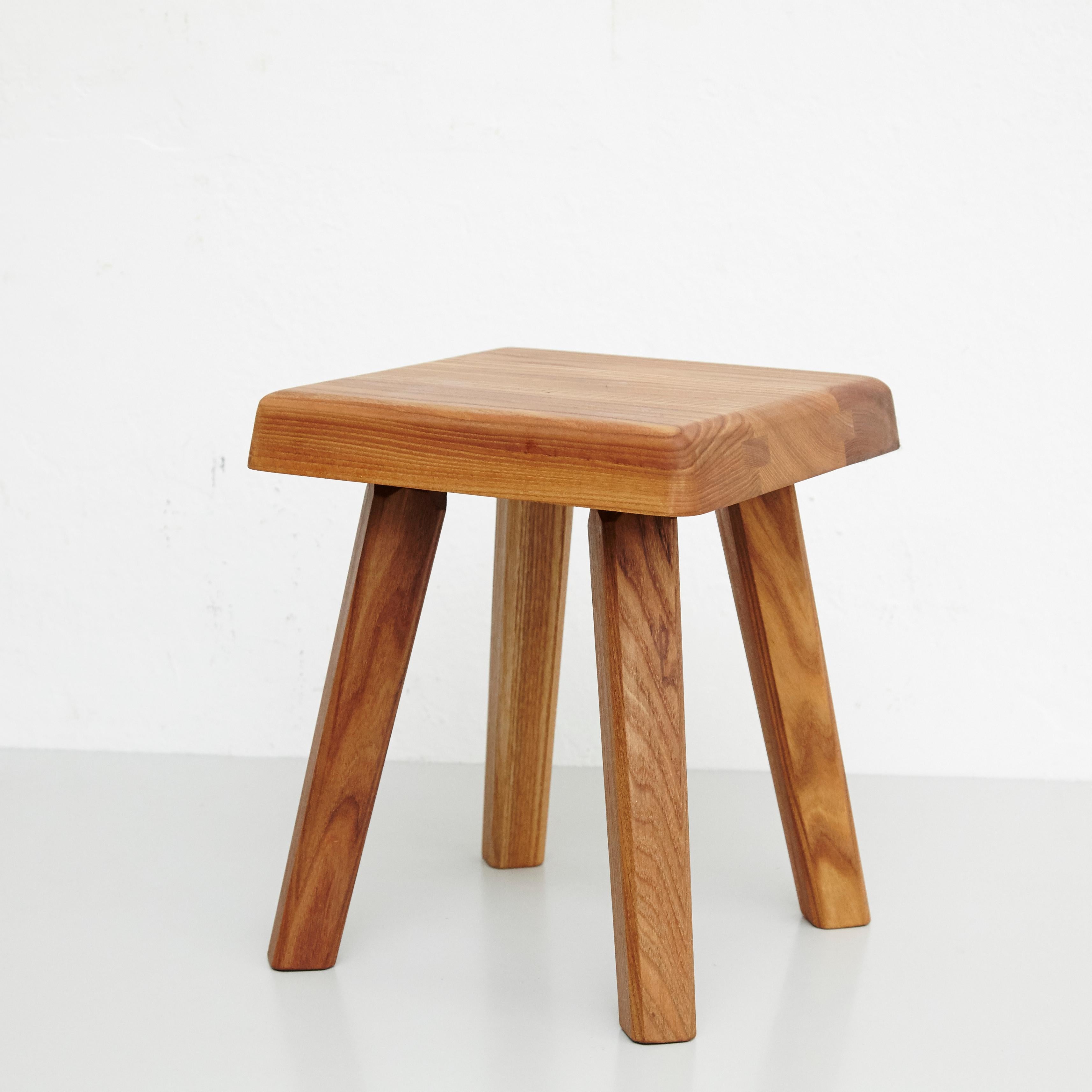 Stool designed by Pierre Chapo in 1960s.
 Manufactured by Creation Chapo in France in 2020.

Solid elmwood.

In good original condition, with minor wear consistent with age and use, preserving a beautiful patina.

Pierre Chapo is born in a
