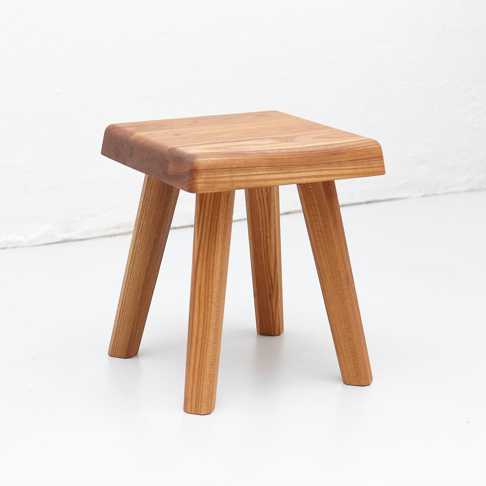 Stool designed by Pierre Chapo in 1960s.
 Manufactured by Creation Chapo in France in 2019.

Solid elmwood.

In good original condition, with minor wear consistent with age and use, preserving a beautiful patina.

Pierre Chapo is born in a