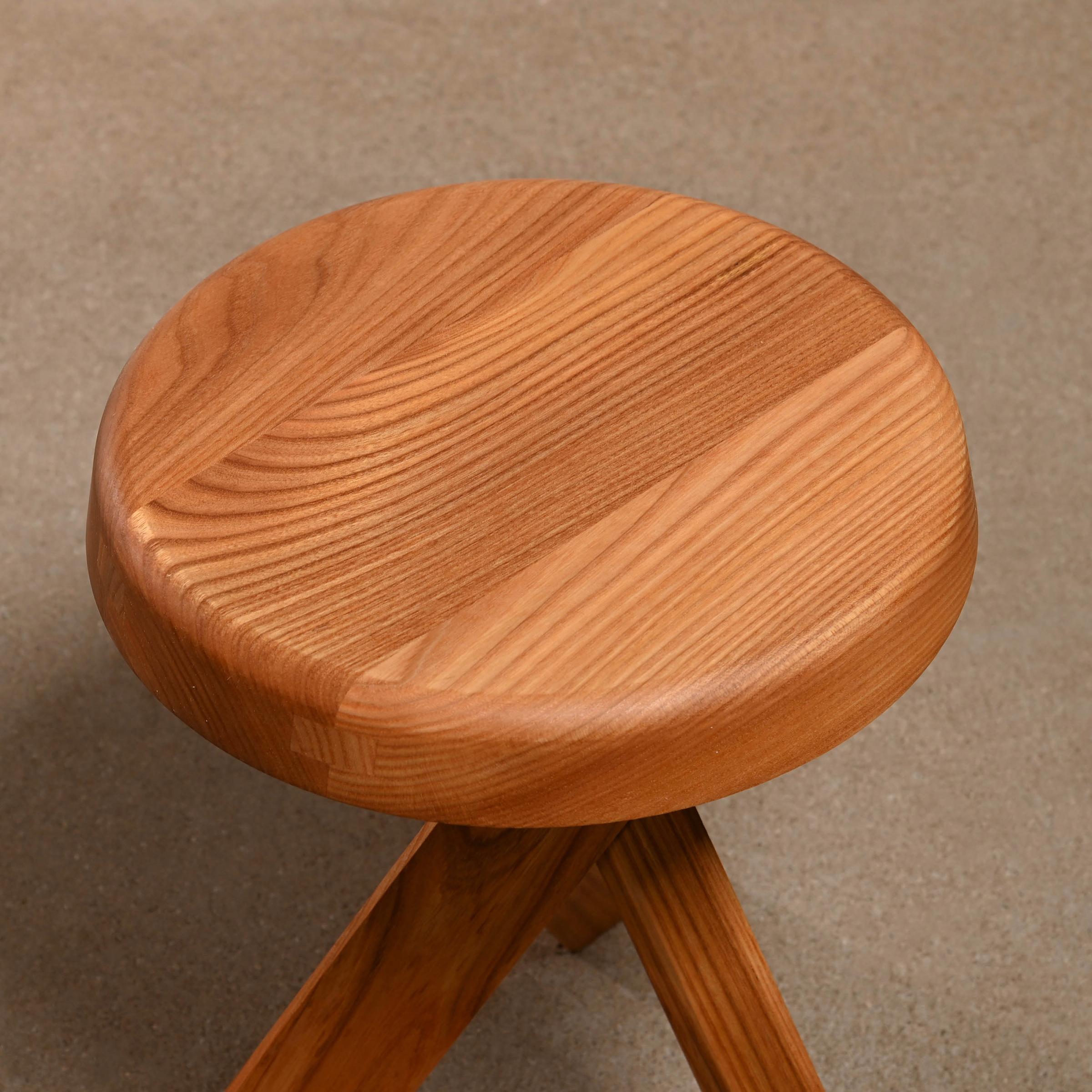 Pierre Chapo Solid Elmwood Stool S31A by Chapo Creation, France 8
