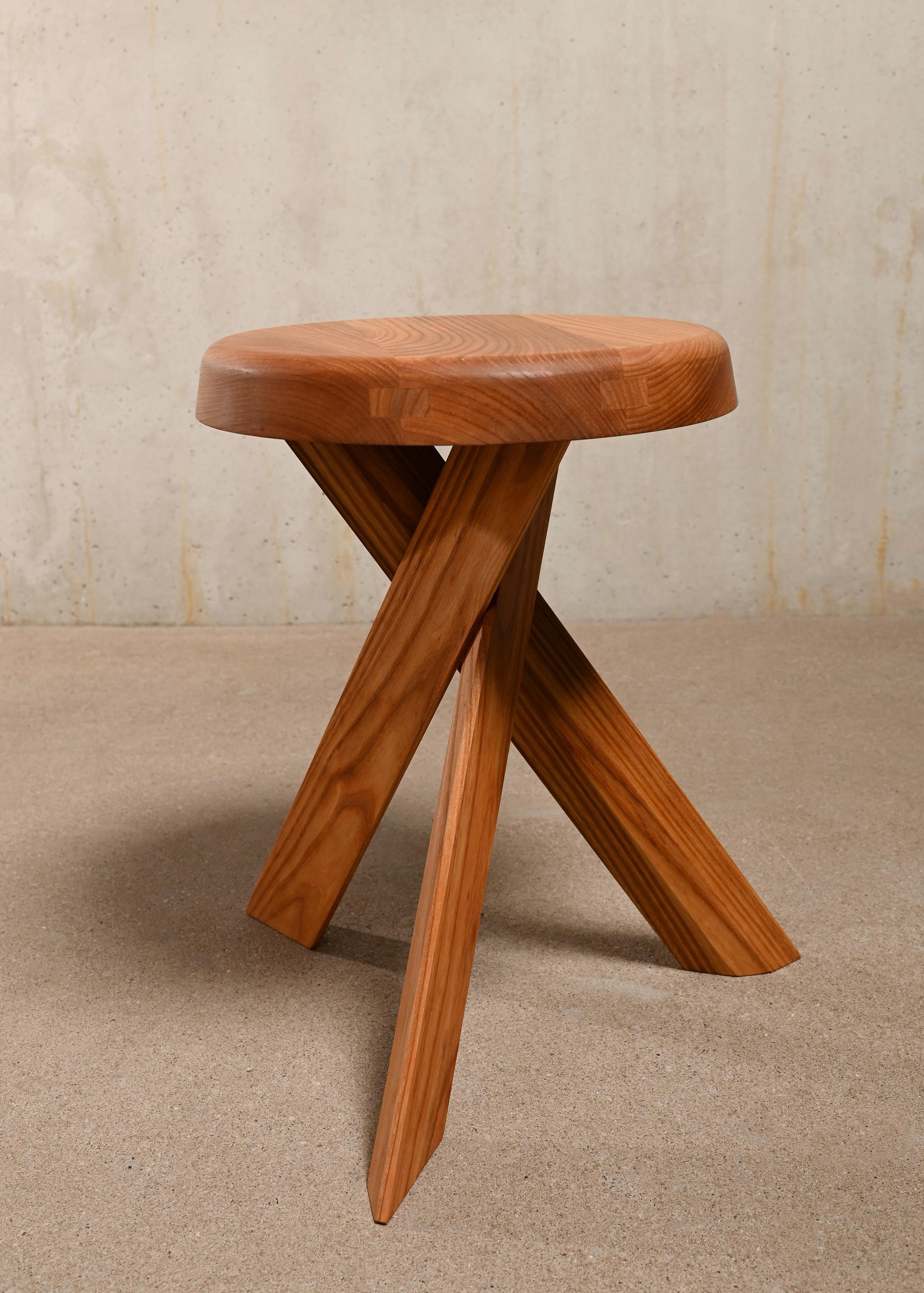 Pierre Chapo Solid Elmwood Stool S31A by Chapo Creation, France 10