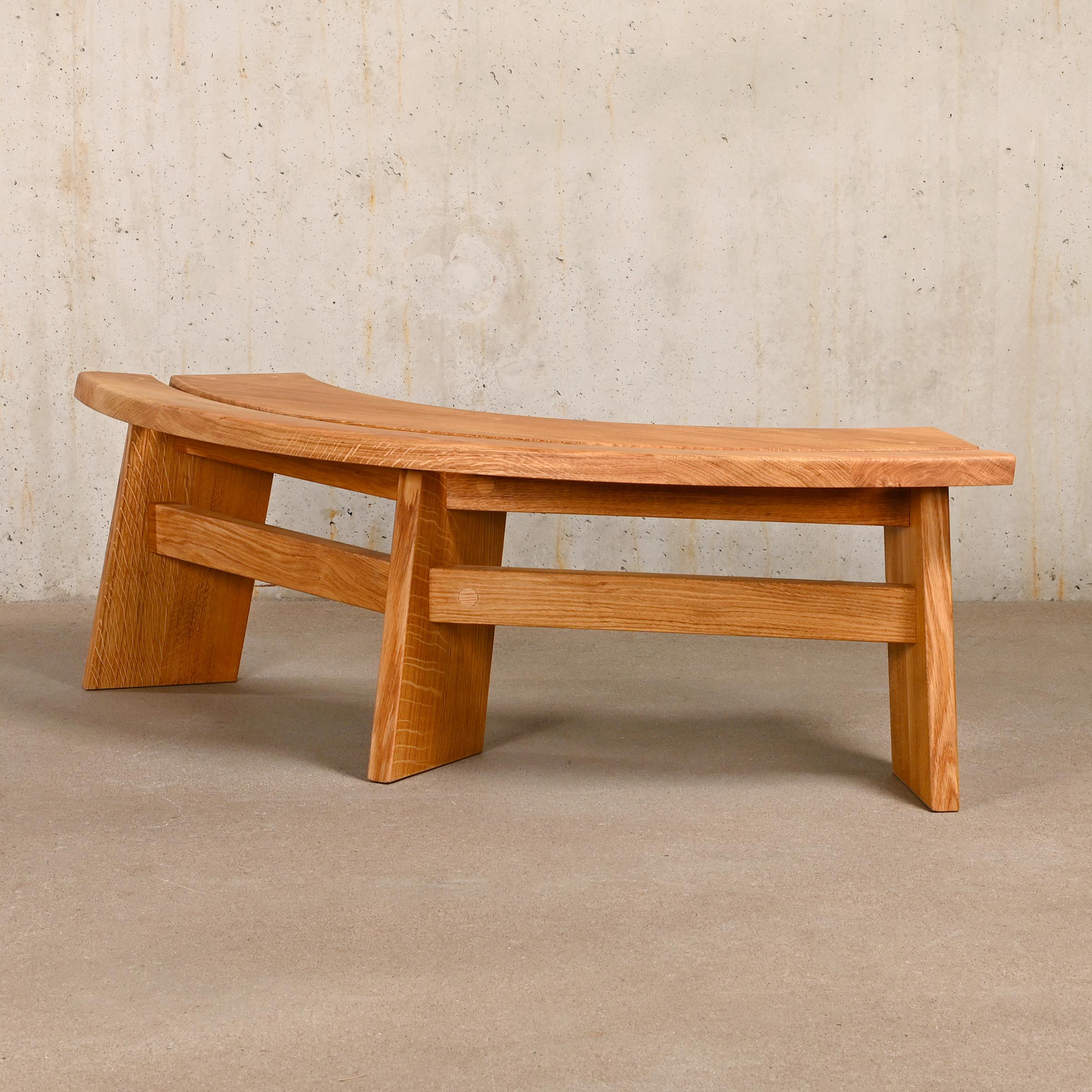 Bench S38A designed by Pierre Chapo around 1960 and manufactured by Chapo Creation in France, 2023. 
Solid oakwood finished in naturel oil. Excellent original condition and signed by manufacture stamp. This bench can also be ordered in solid elm.