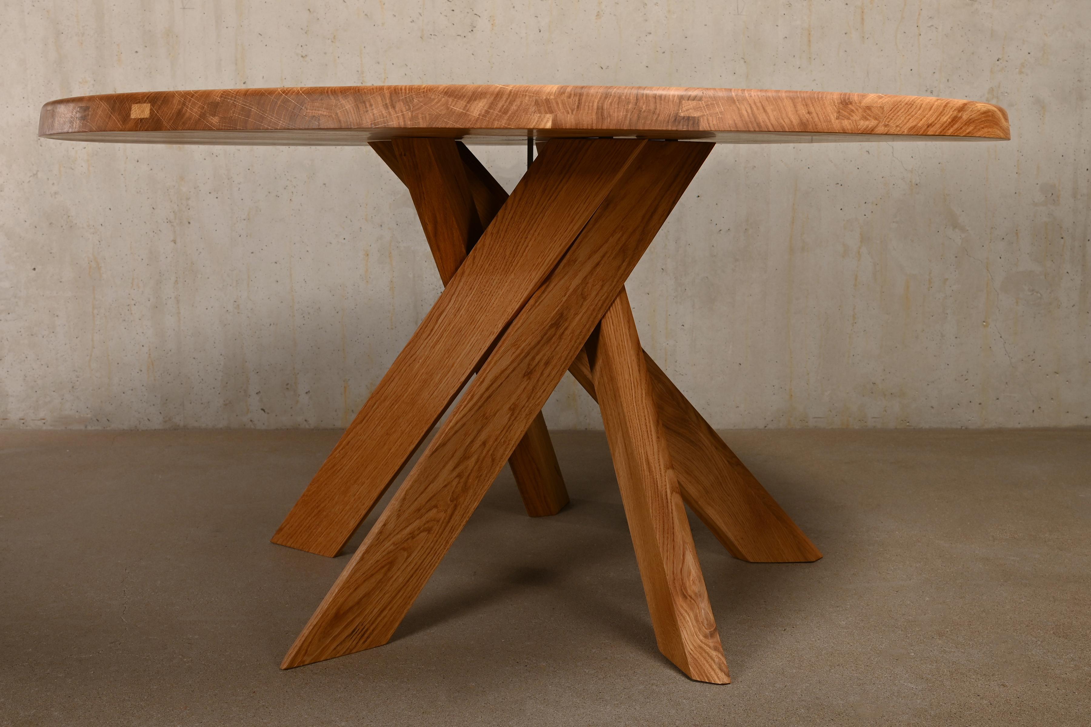Pierre Chapo Solid Oak T21 'Model D' Table by Chapo Creation, France 7