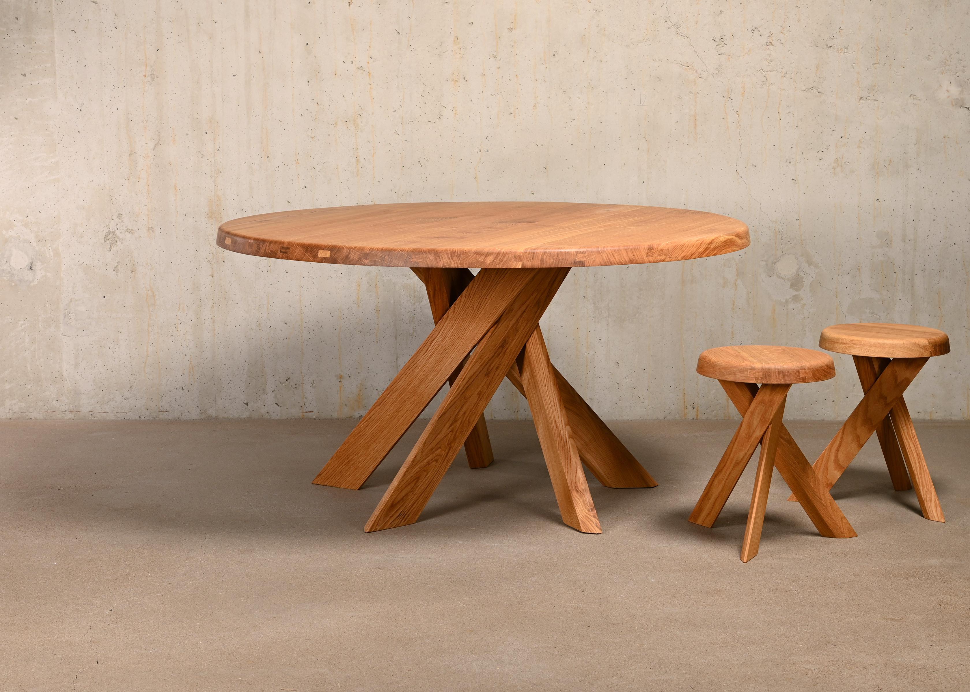 French Pierre Chapo Solid Oak T21 'Model D' Table by Chapo Creation, France