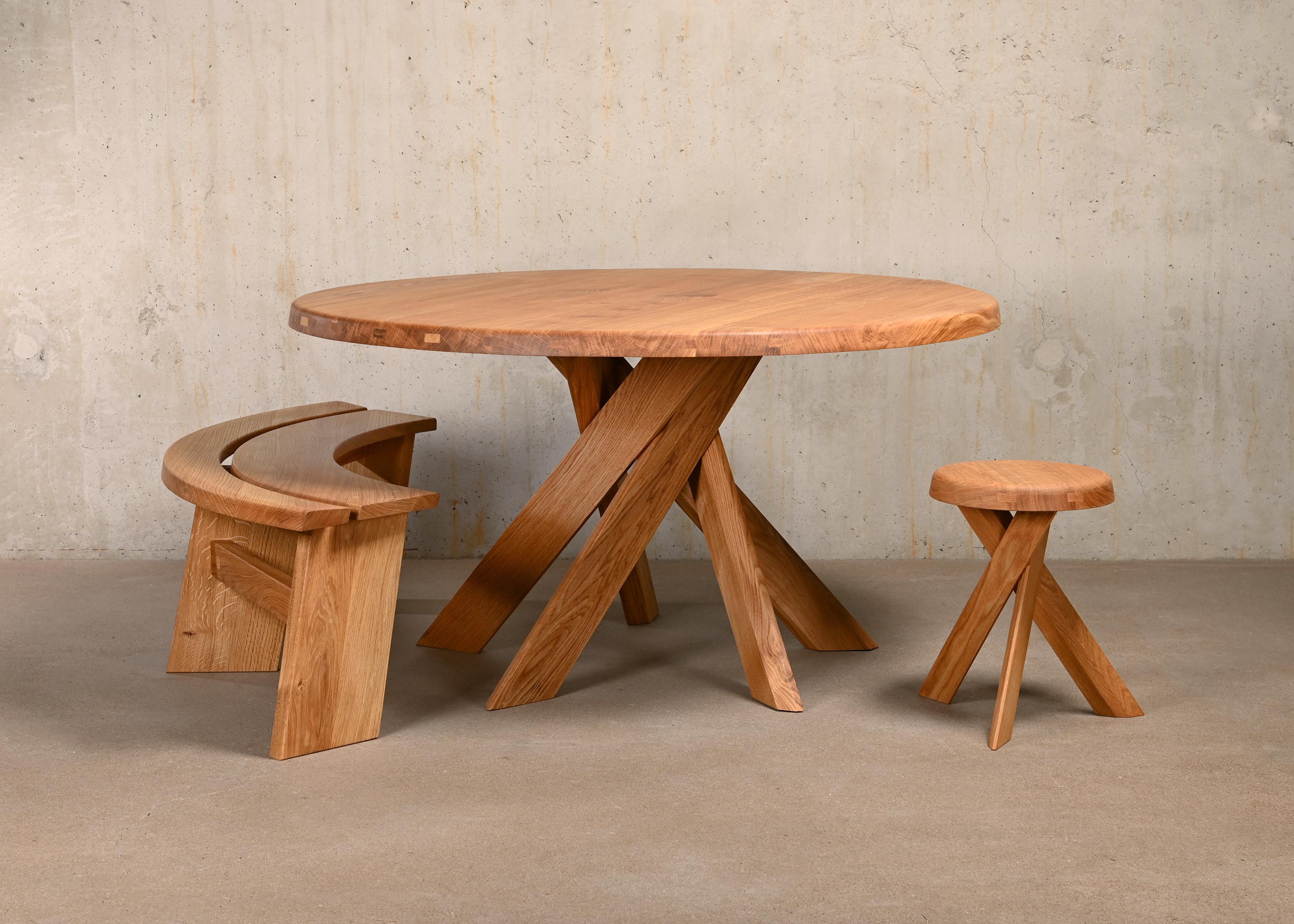 Pierre Chapo Solid Oak T21 'Model D' Table by Chapo Creation, France In Excellent Condition In Amsterdam, NL