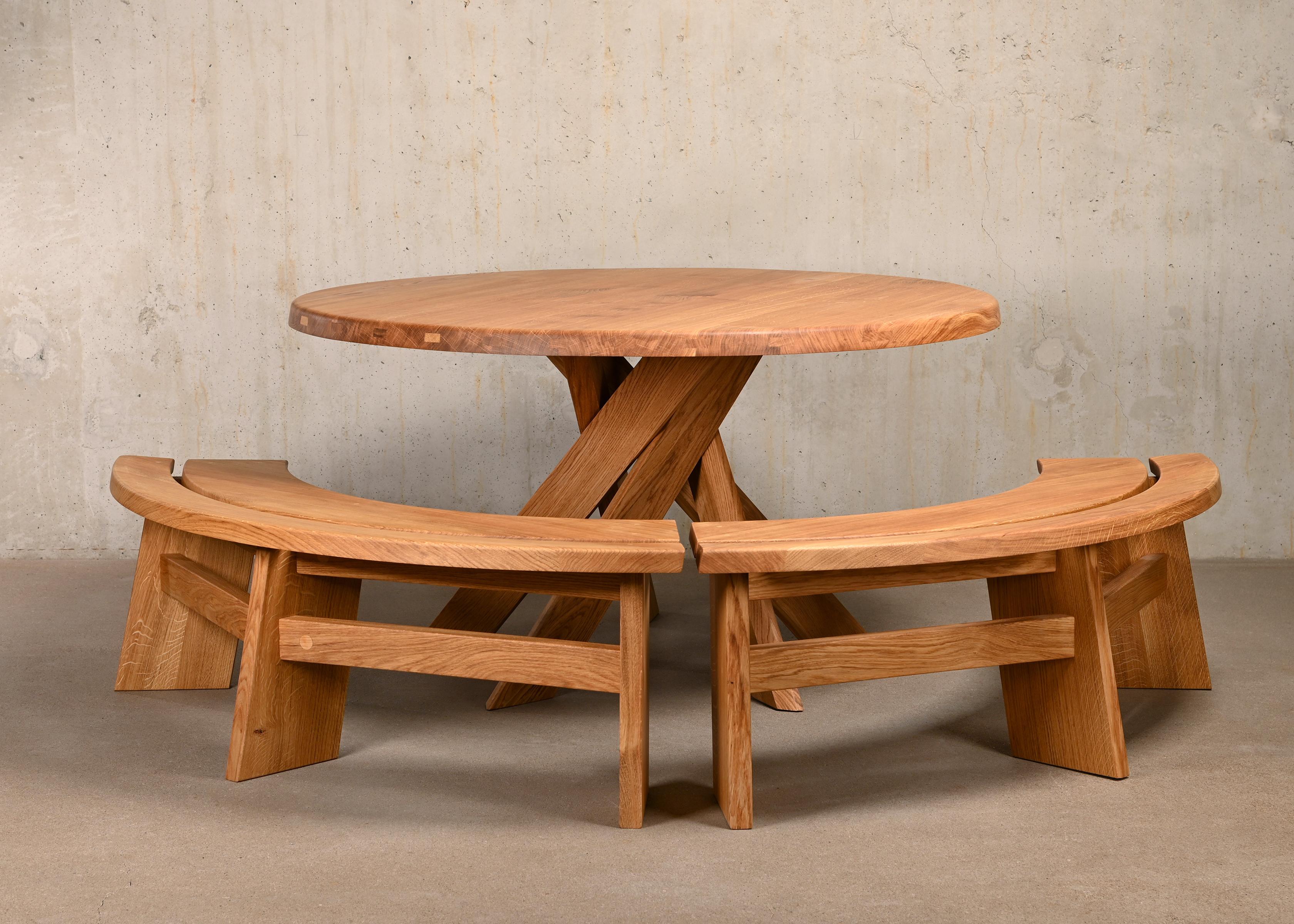 Pierre Chapo Solid Oak T21 'Model D' Table by Chapo Creation, France 1