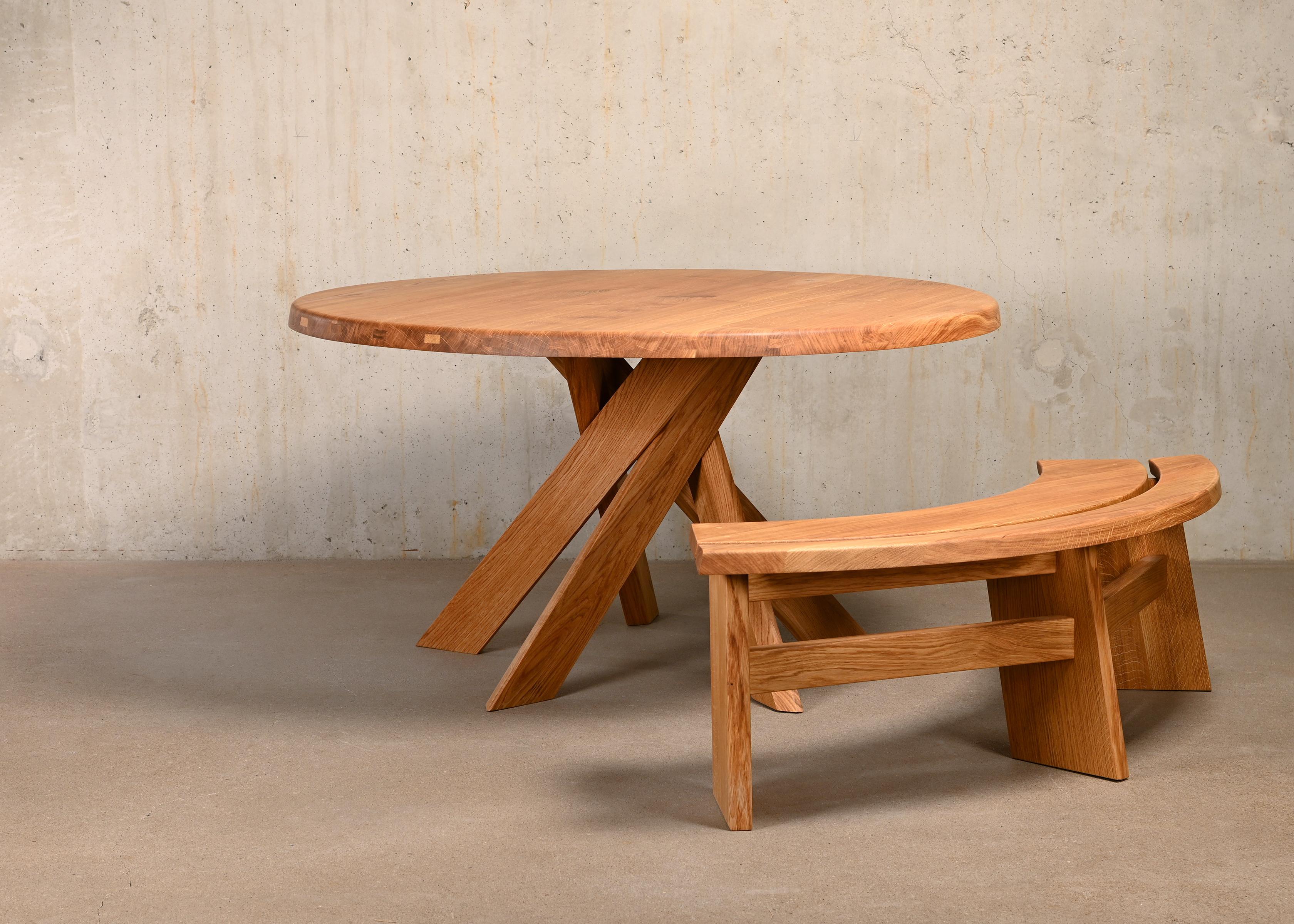 Pierre Chapo Solid Oak T21 'Model D' Table by Chapo Creation, France 2