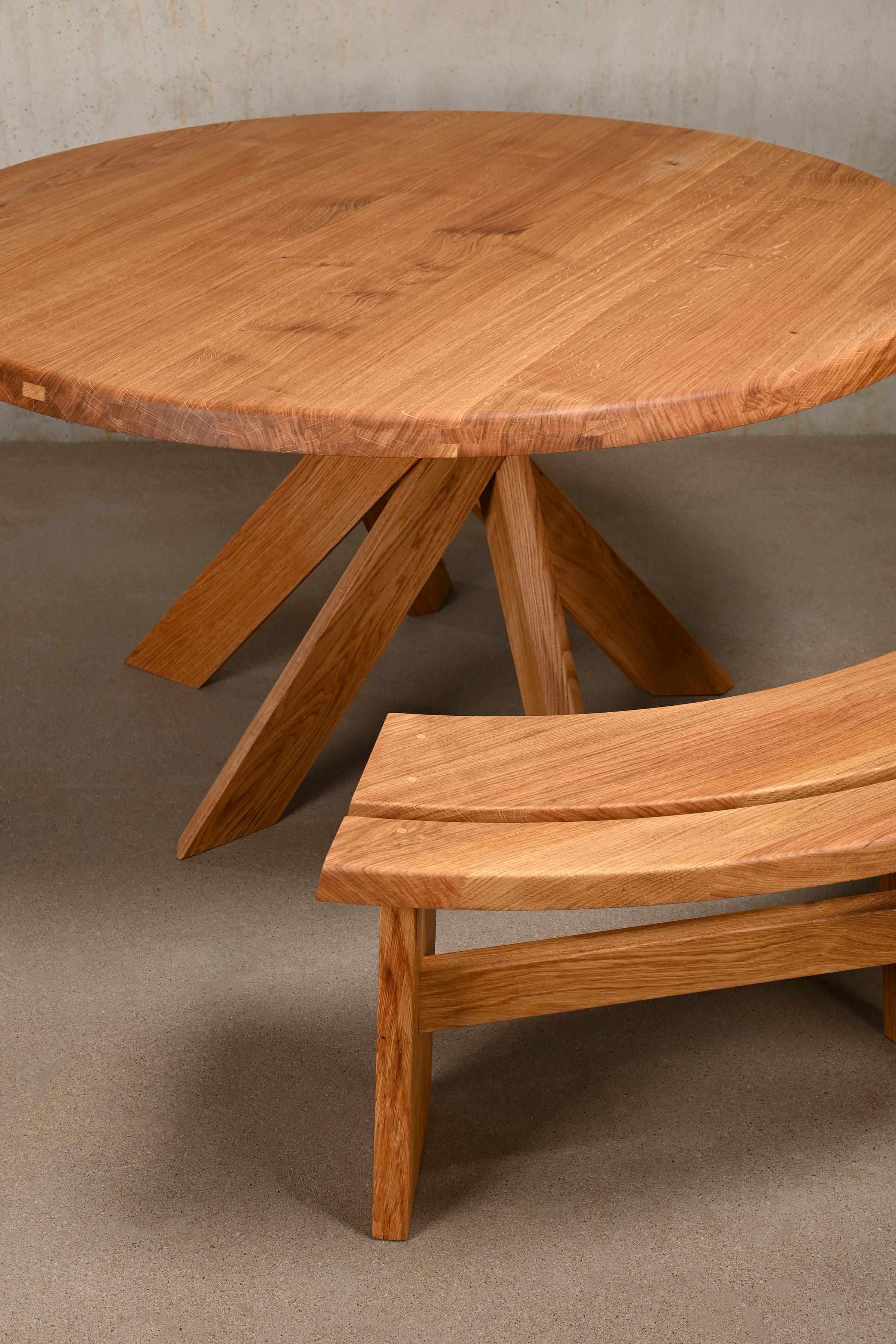 Pierre Chapo Solid Oak T21 'Model D' Table, France For Sale 13